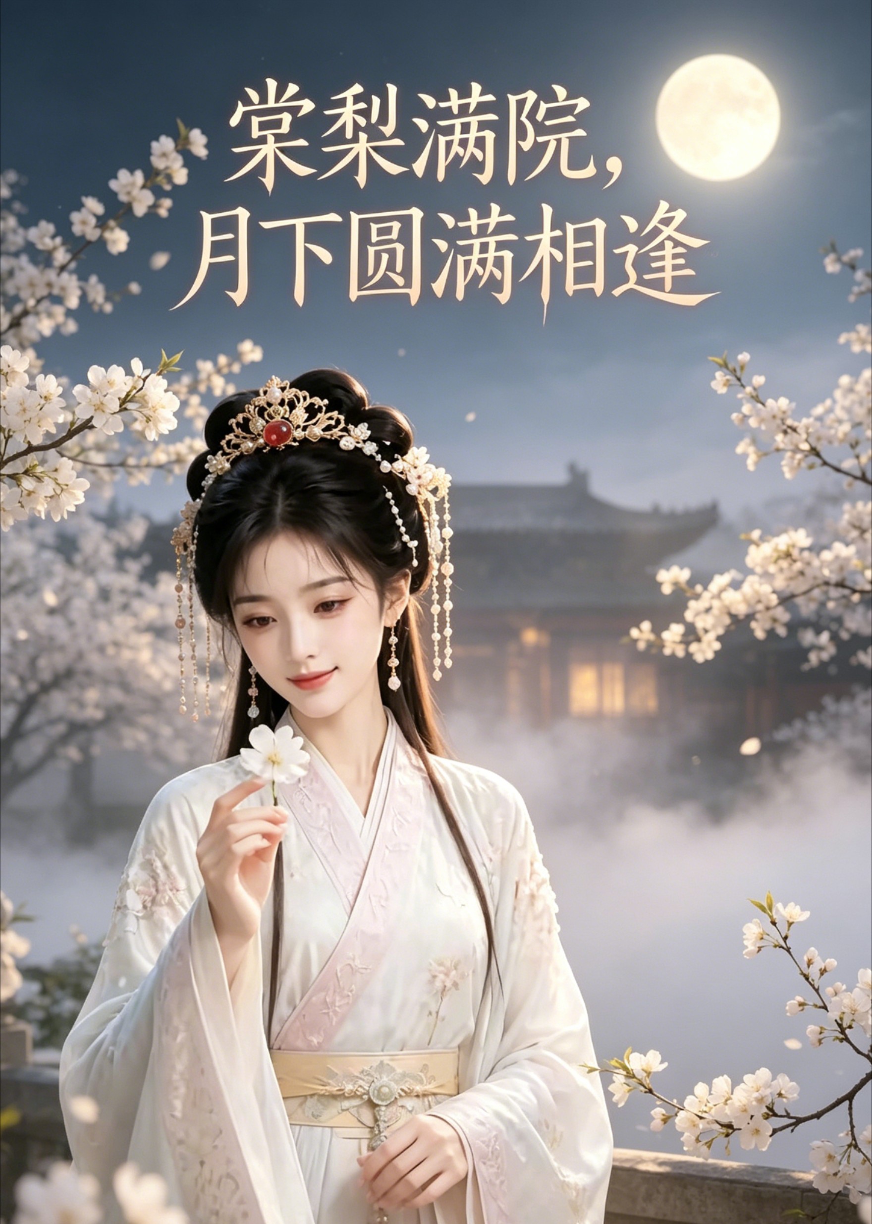 棠梨满院，月下圆满相逢