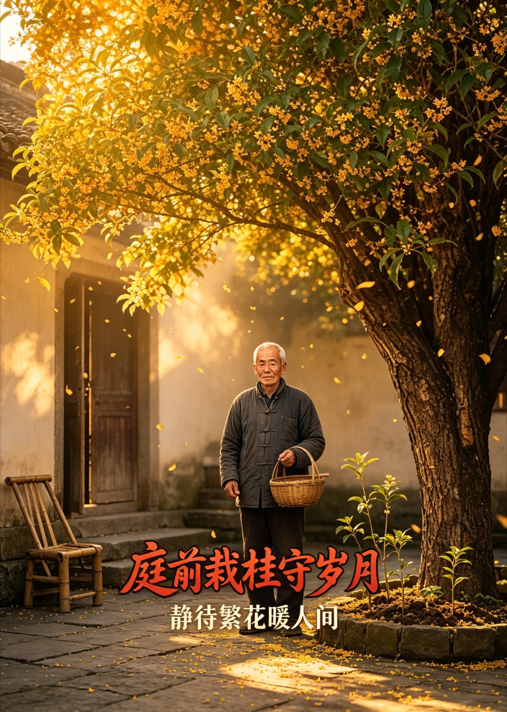 庭前栽桂守岁月，静待繁花暖人间