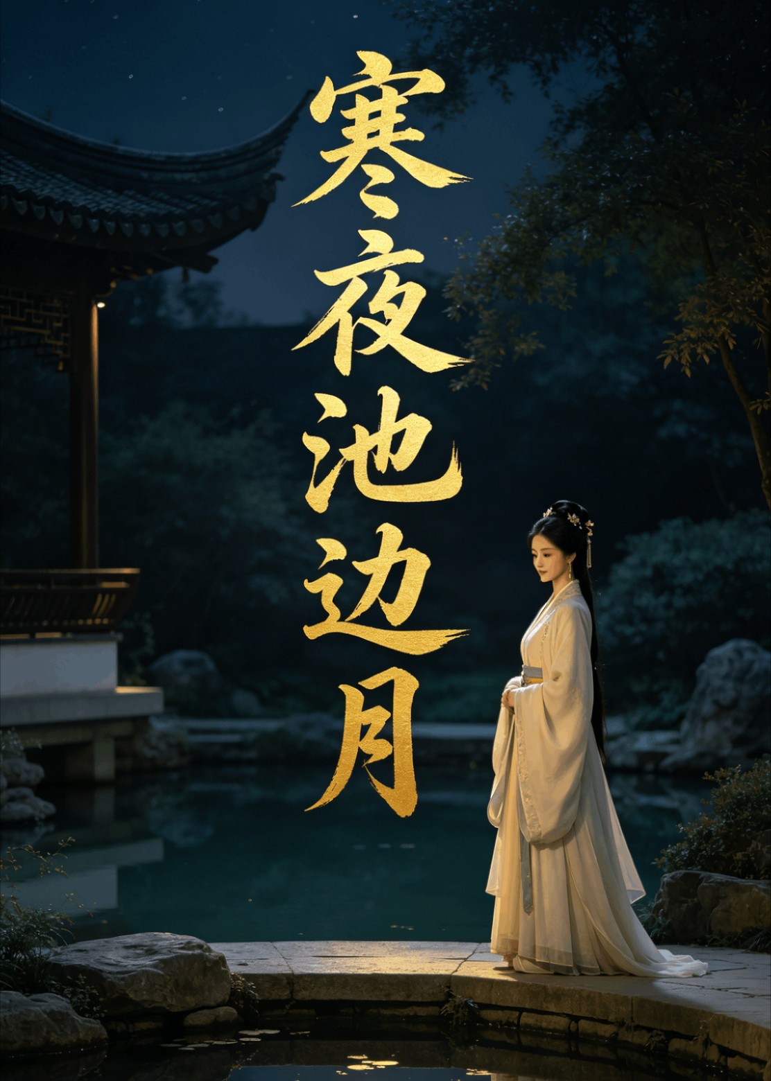 寒夜池边月