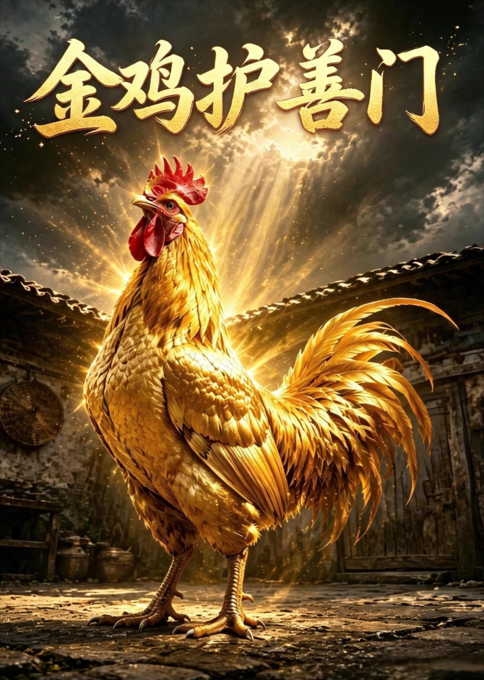 金鸡护善门