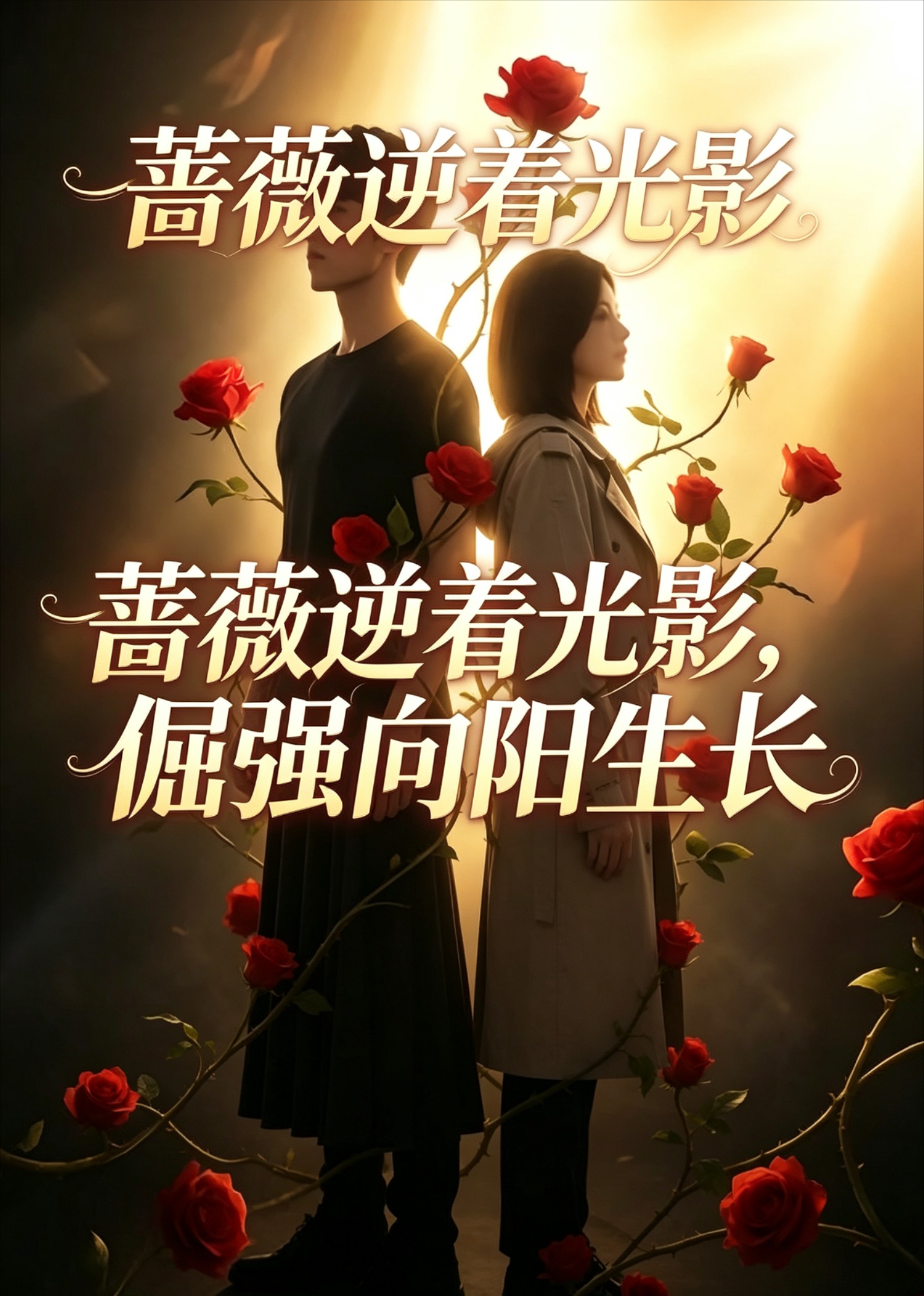 蔷薇逆着光影，倔强向阳生长封面图