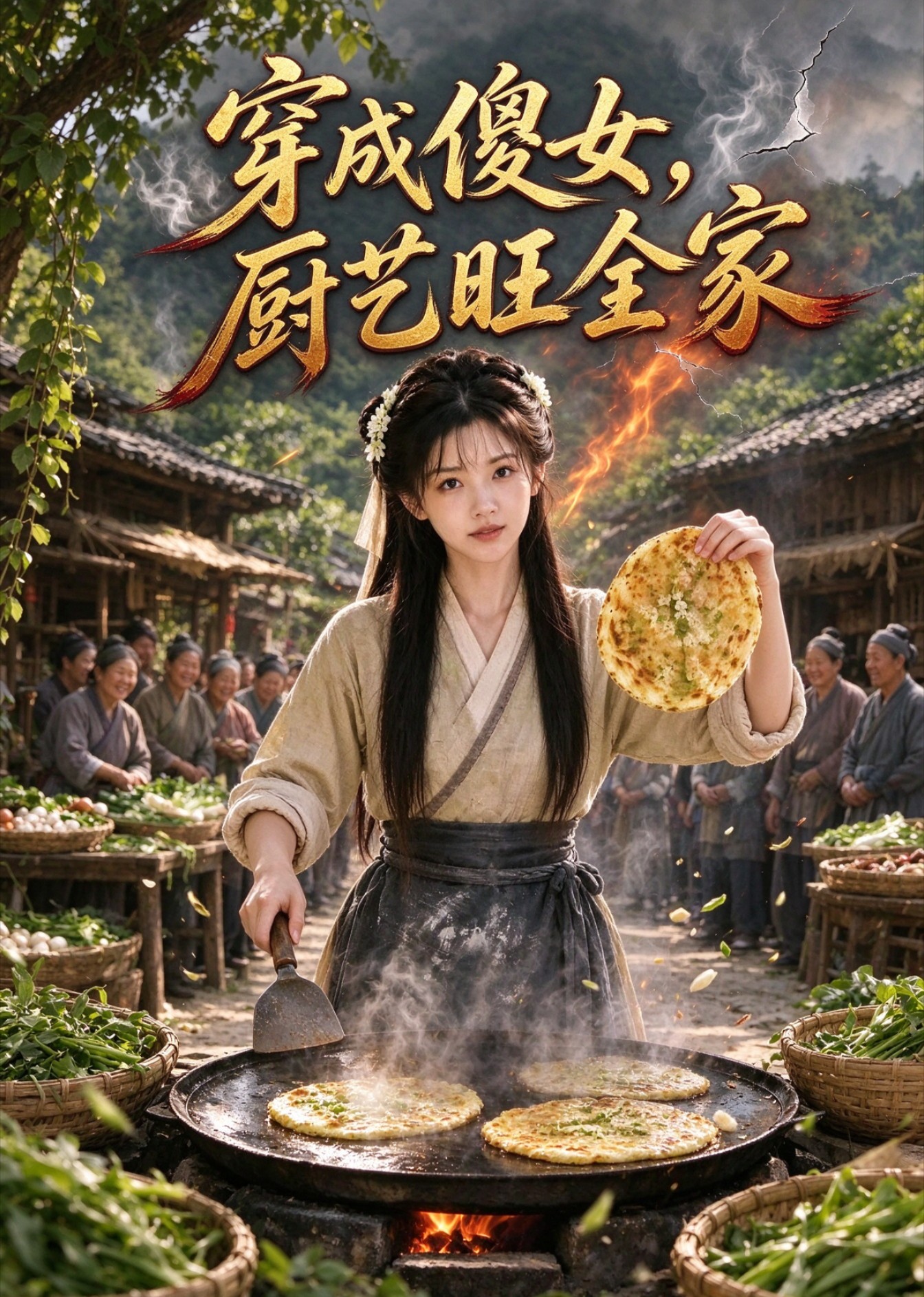 穿成傻女，厨艺旺全家封面图