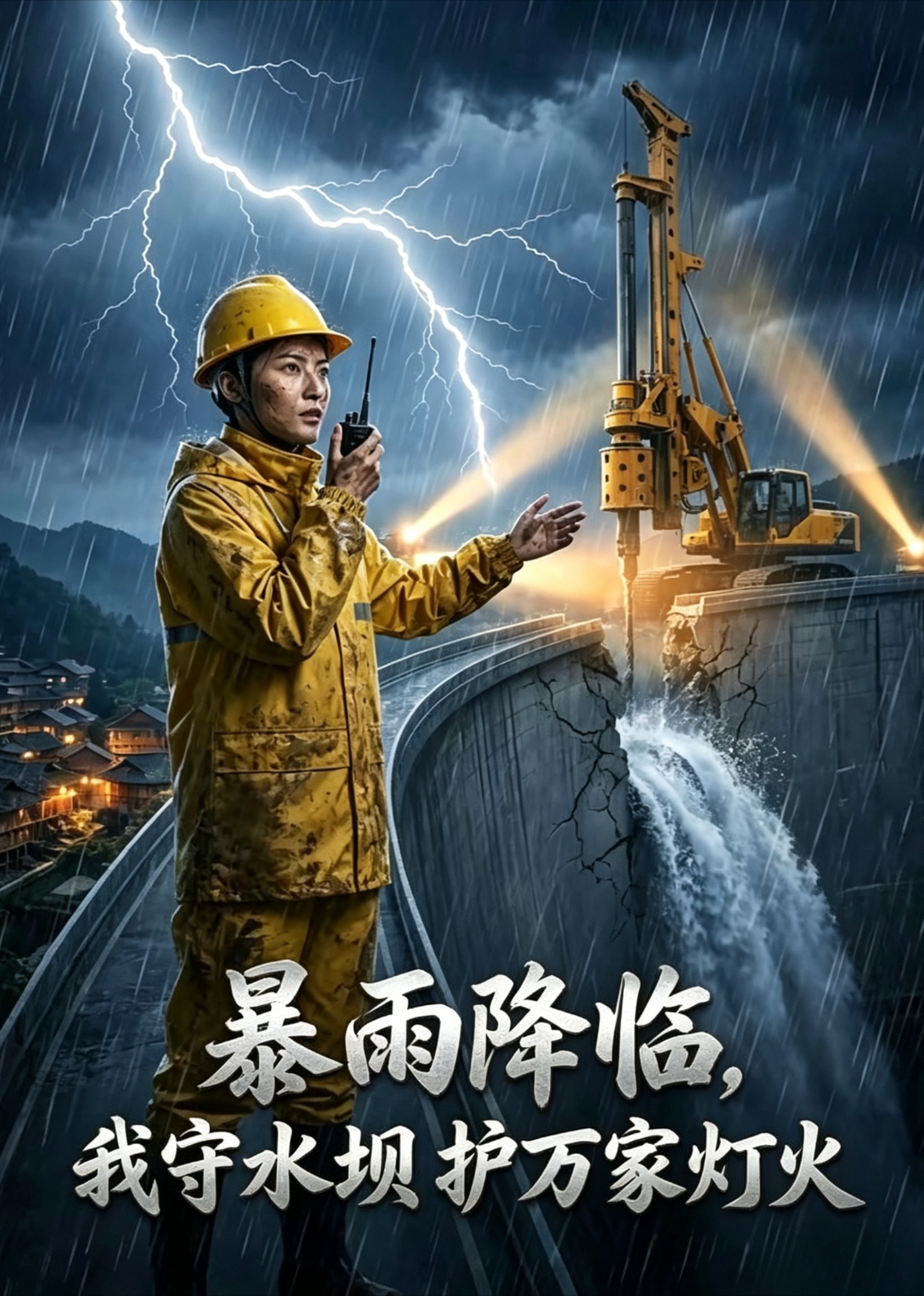 暴雨降临，我守水坝护万家灯火