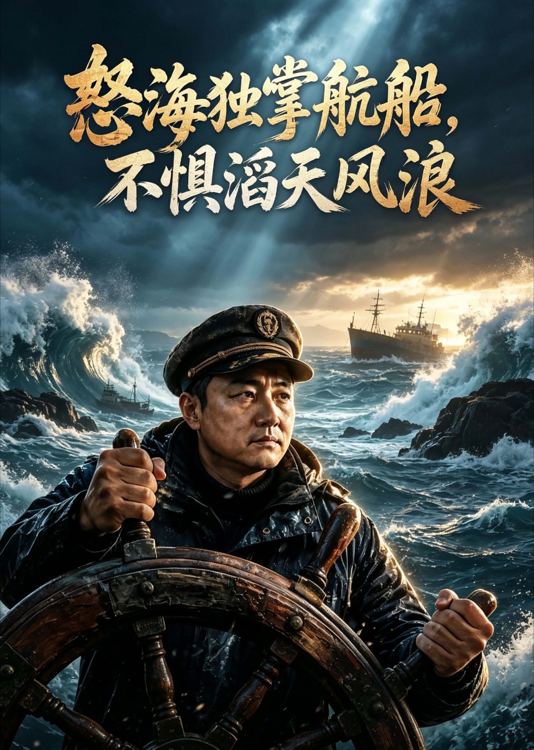 怒海独掌航船，不惧滔天风浪