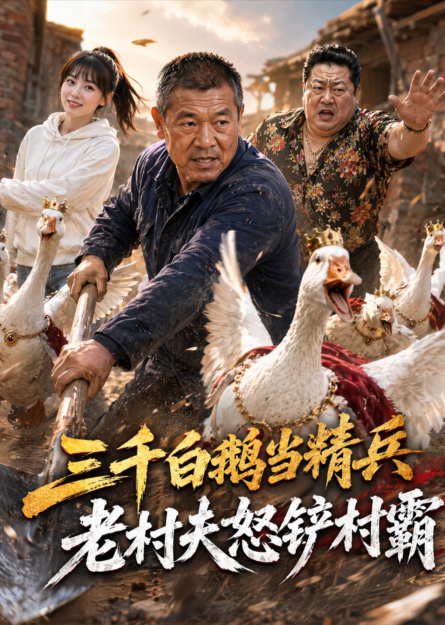 三千白鹅当精兵，老村夫怒铲村霸