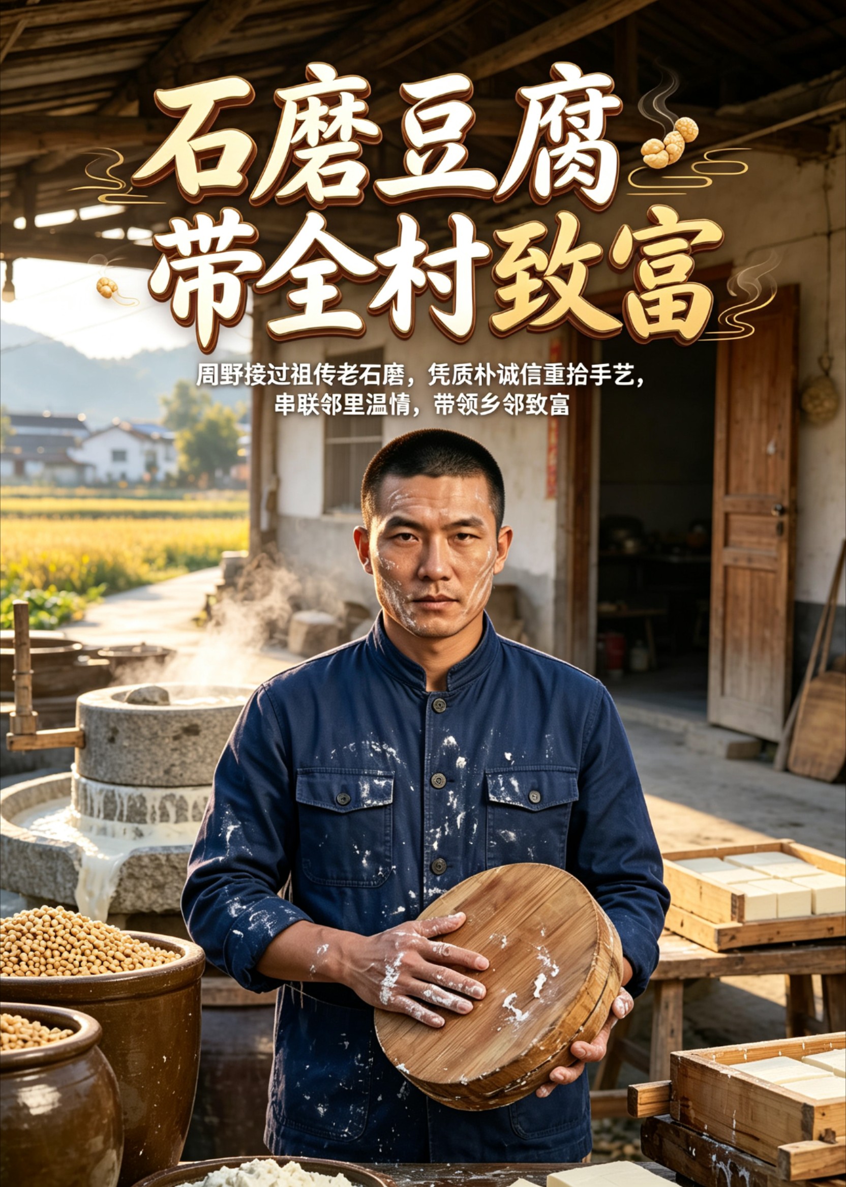 石磨豆腐带全村致富封面图