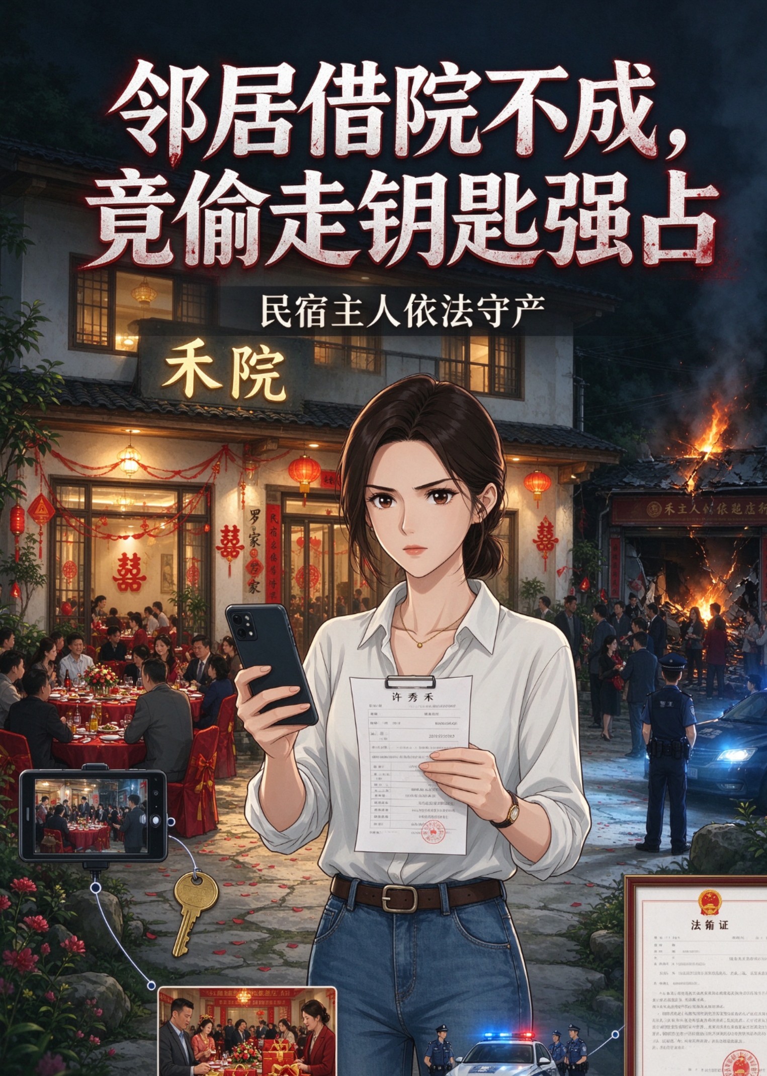 邻居借院不成，竟偷走钥匙强占封面图