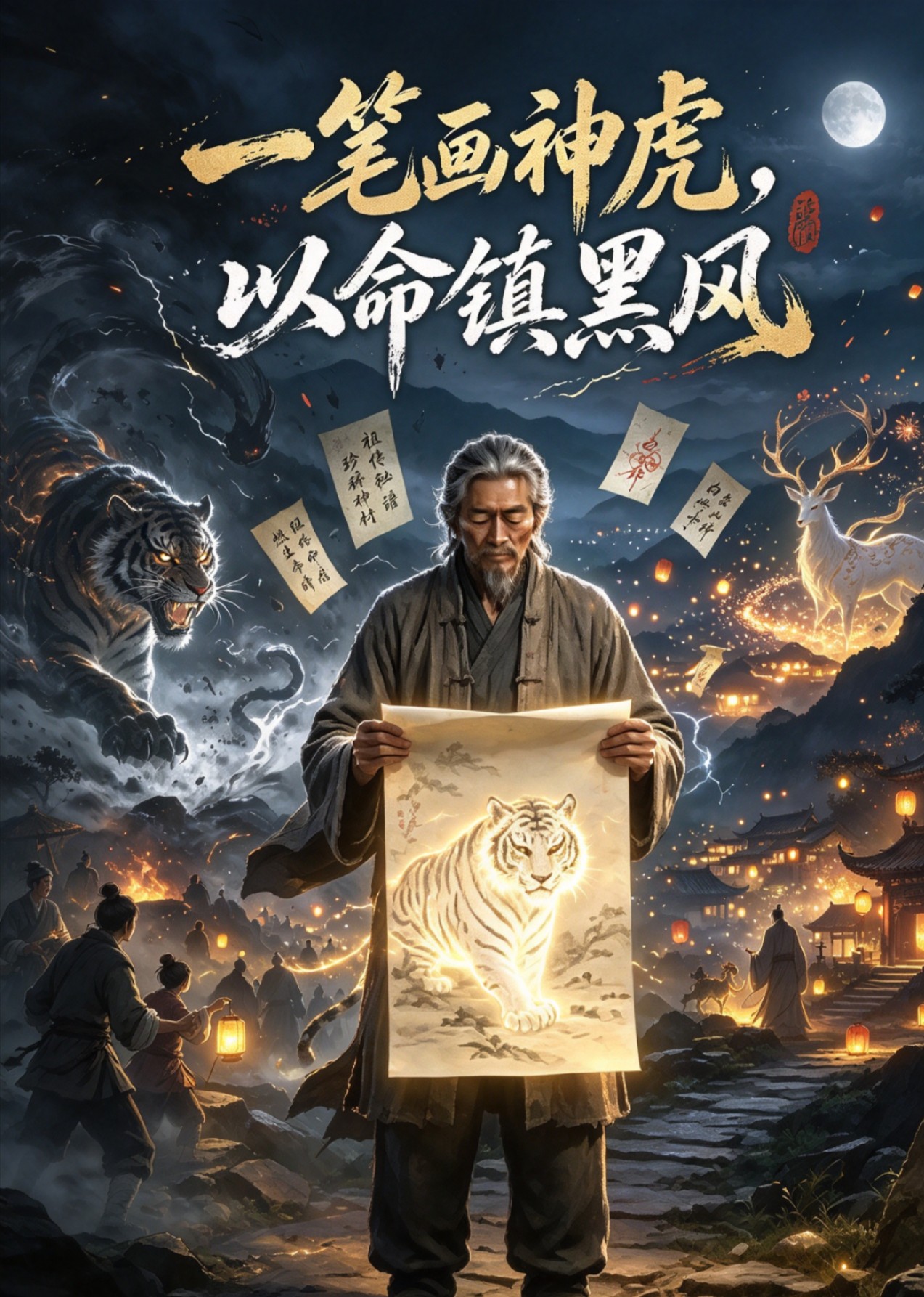 一笔画神虎，以命镇黑风封面图