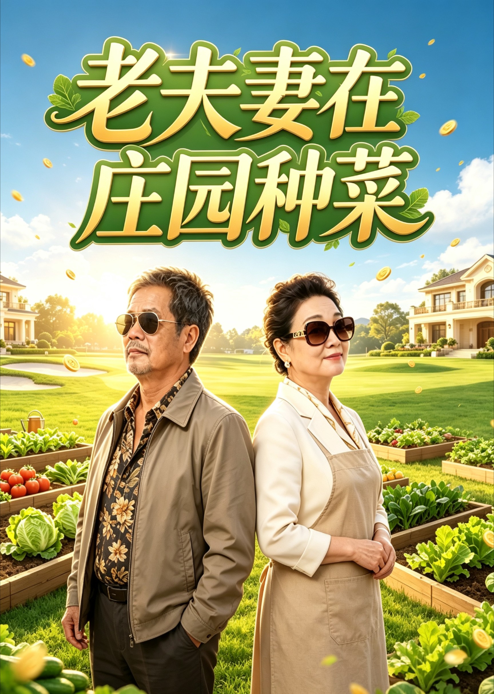 老夫妻在庄园种菜
