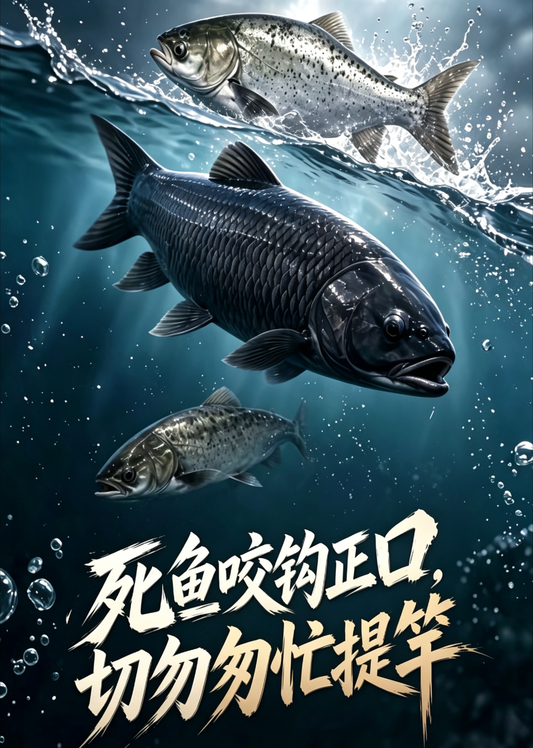 死鱼咬钩正口，切勿匆忙提竿