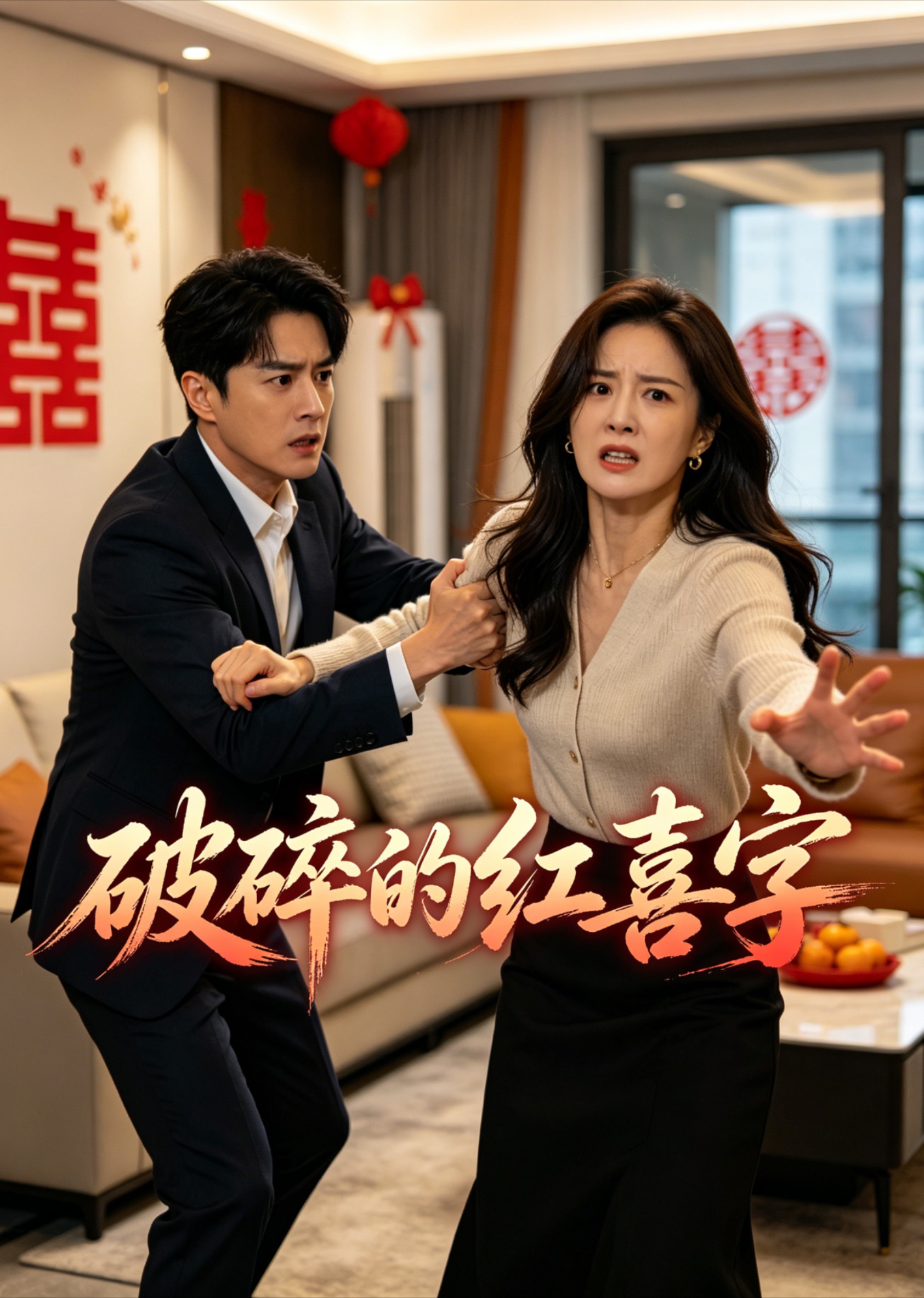 破碎的红喜字