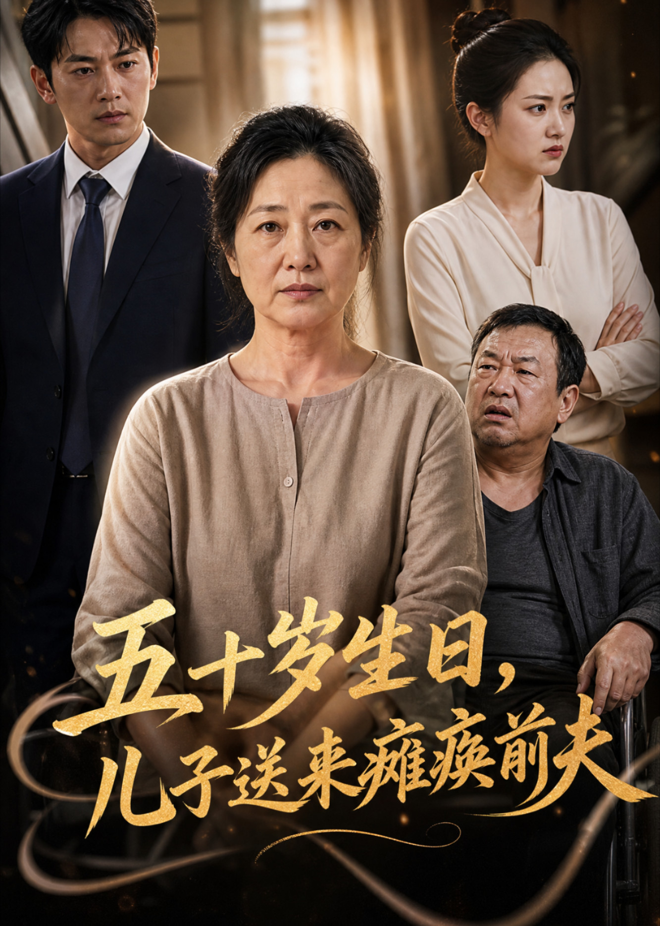 五十岁生日，儿子送来瘫痪前夫