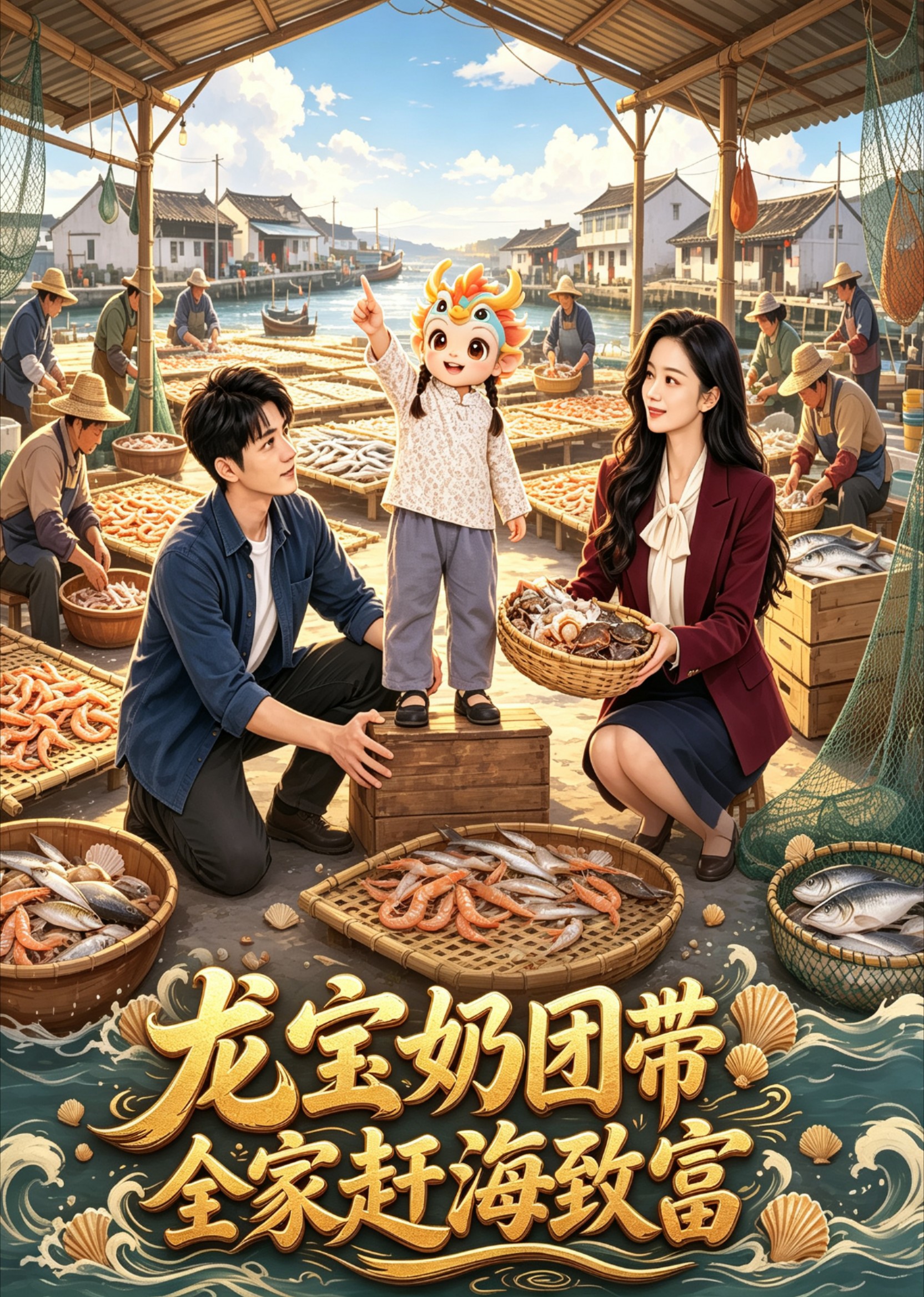 龙宝奶团带全家赶海致富