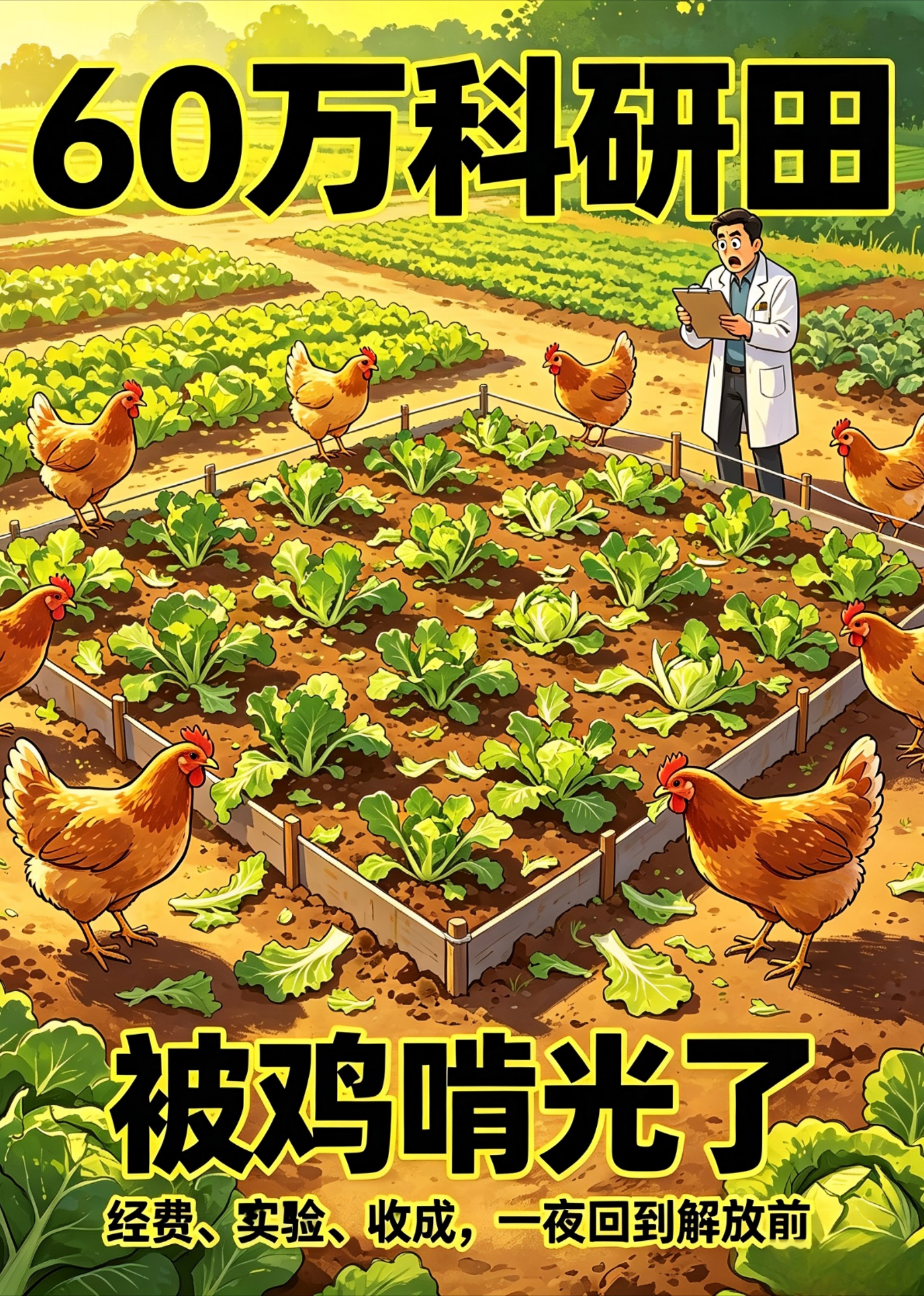 60万科研田，被放鸡啃光