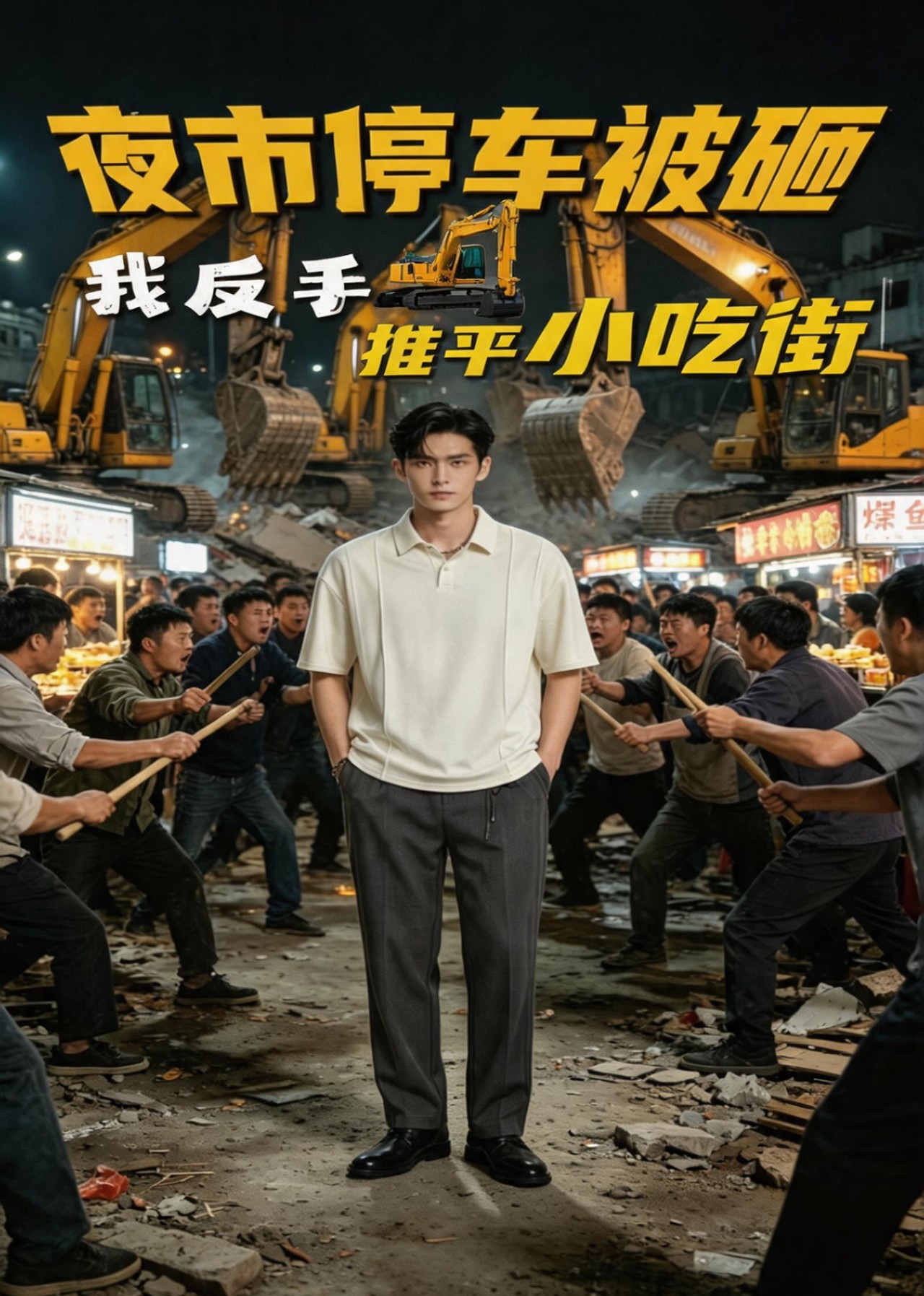 夜市停车被砸，我反手推平小吃街