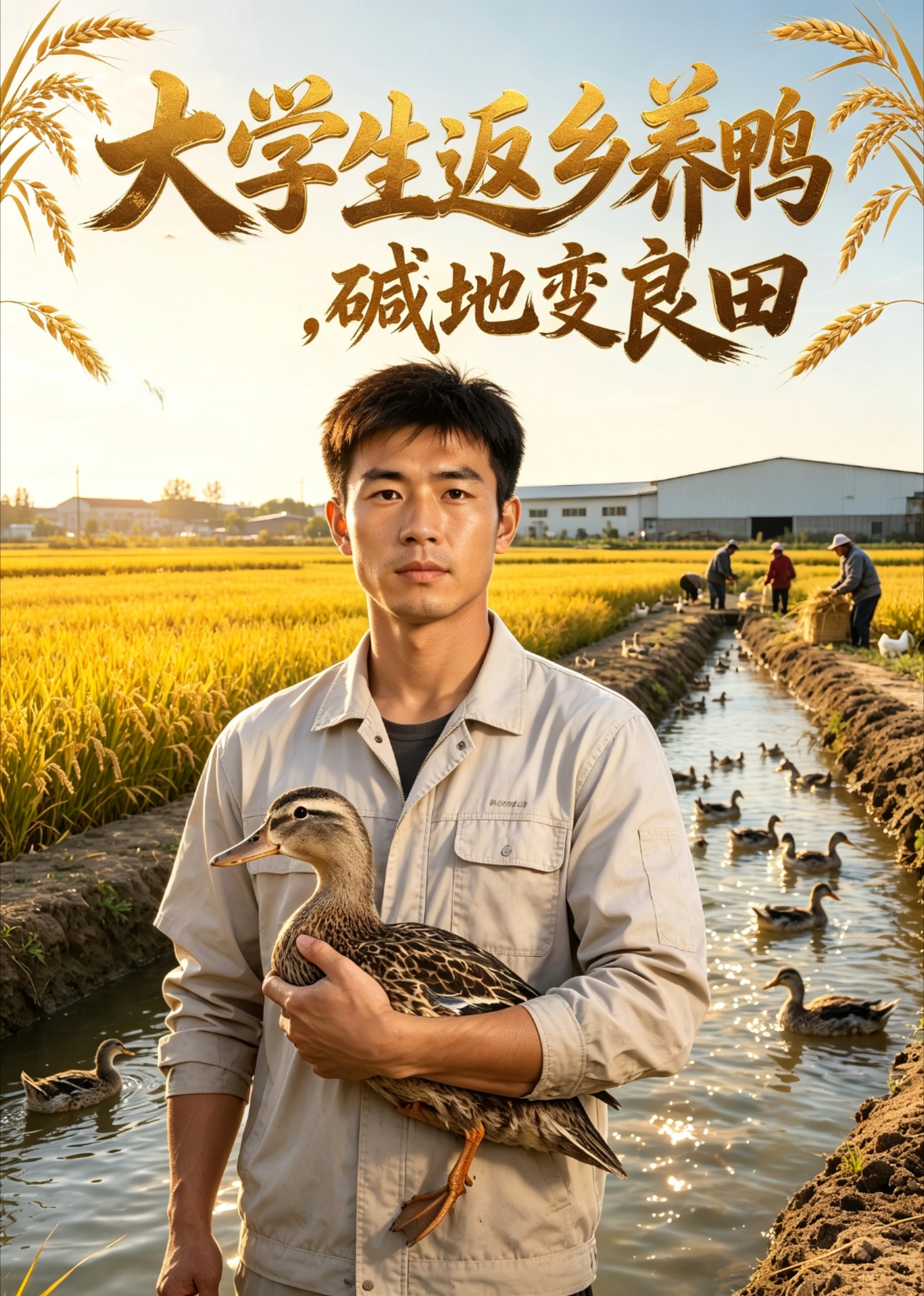 大学生返乡养鸭，碱地变良田