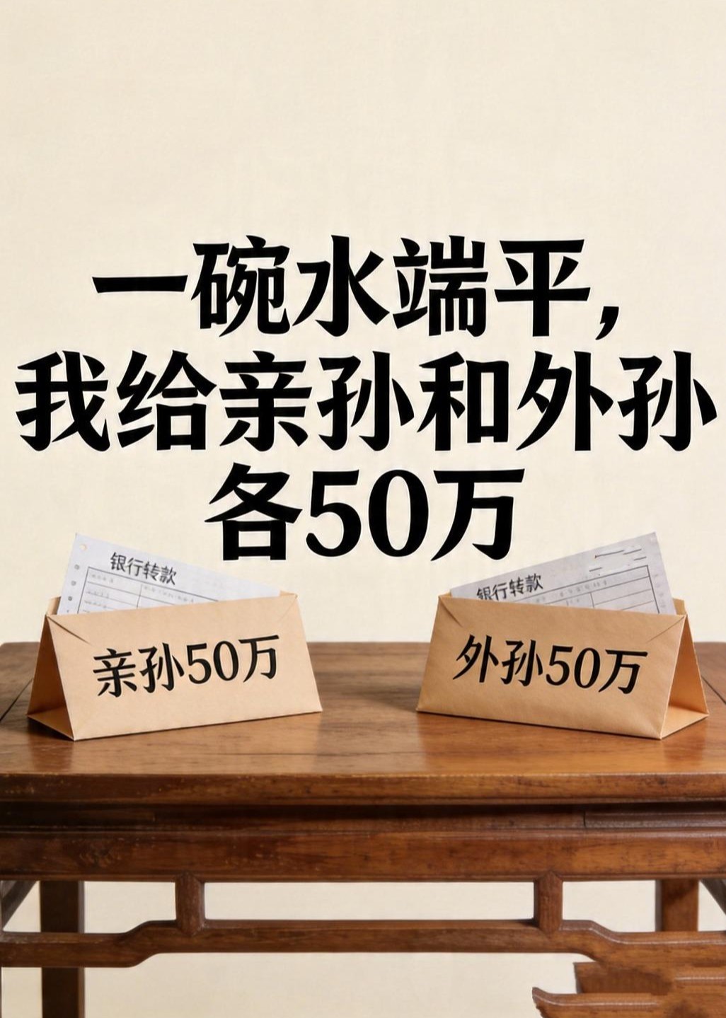 一碗水端平，我给亲孙和外孙各50万