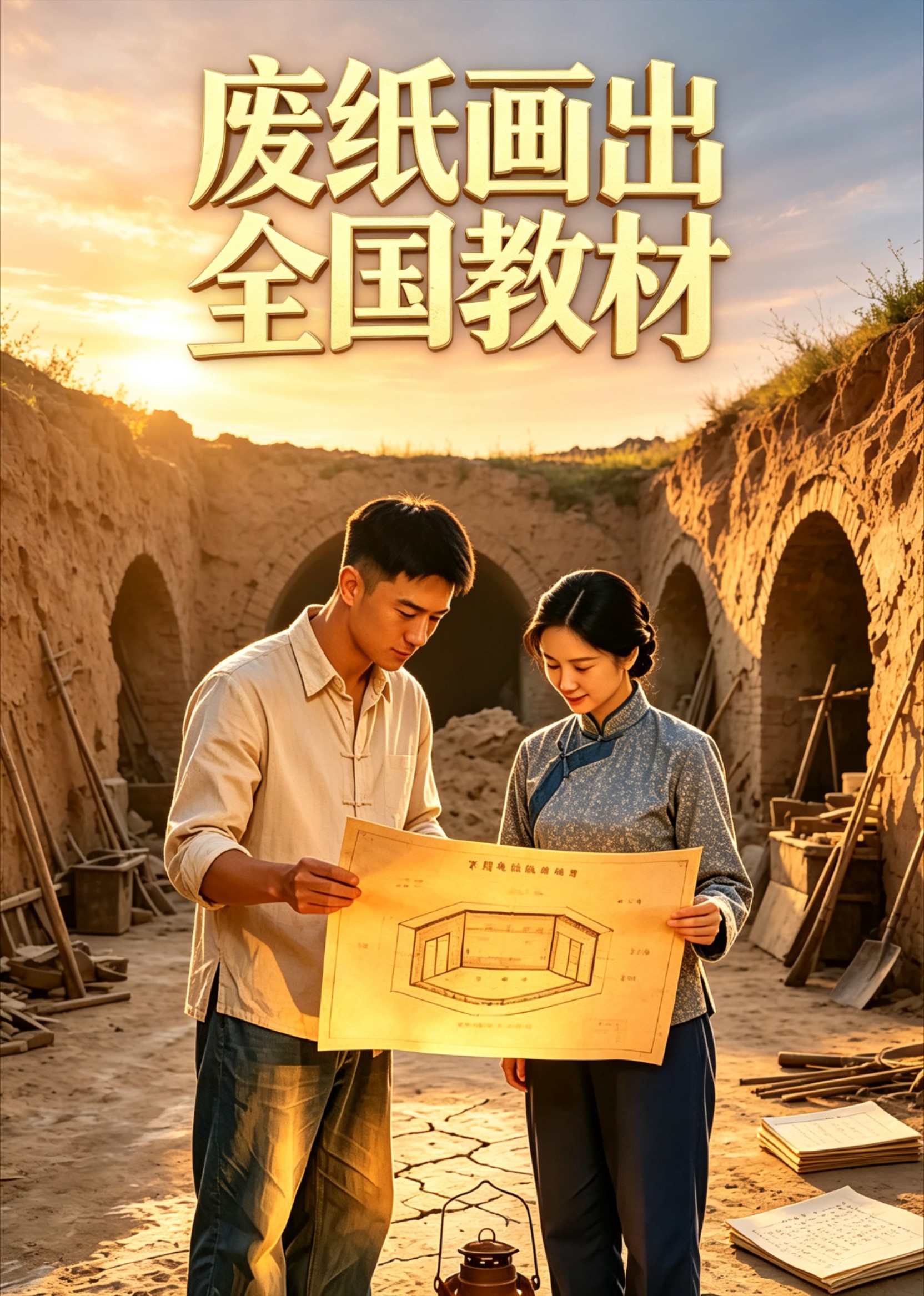 废纸画出全国教材封面图