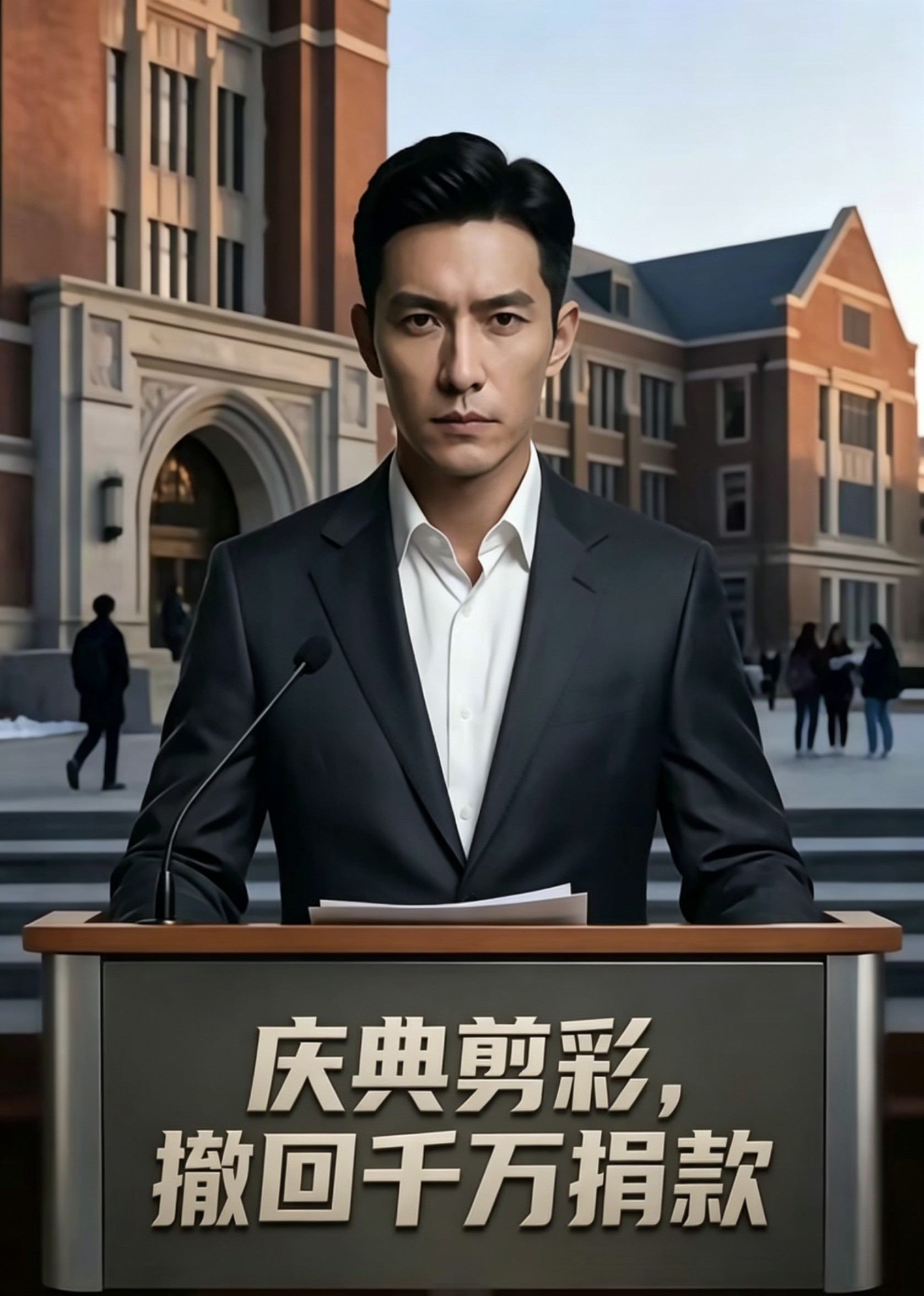 庆典剪彩，撤回千万捐款