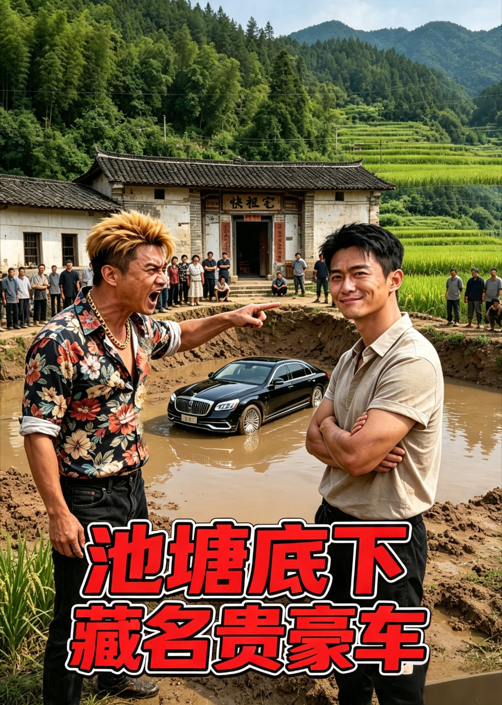 池塘底下藏名贵豪车
