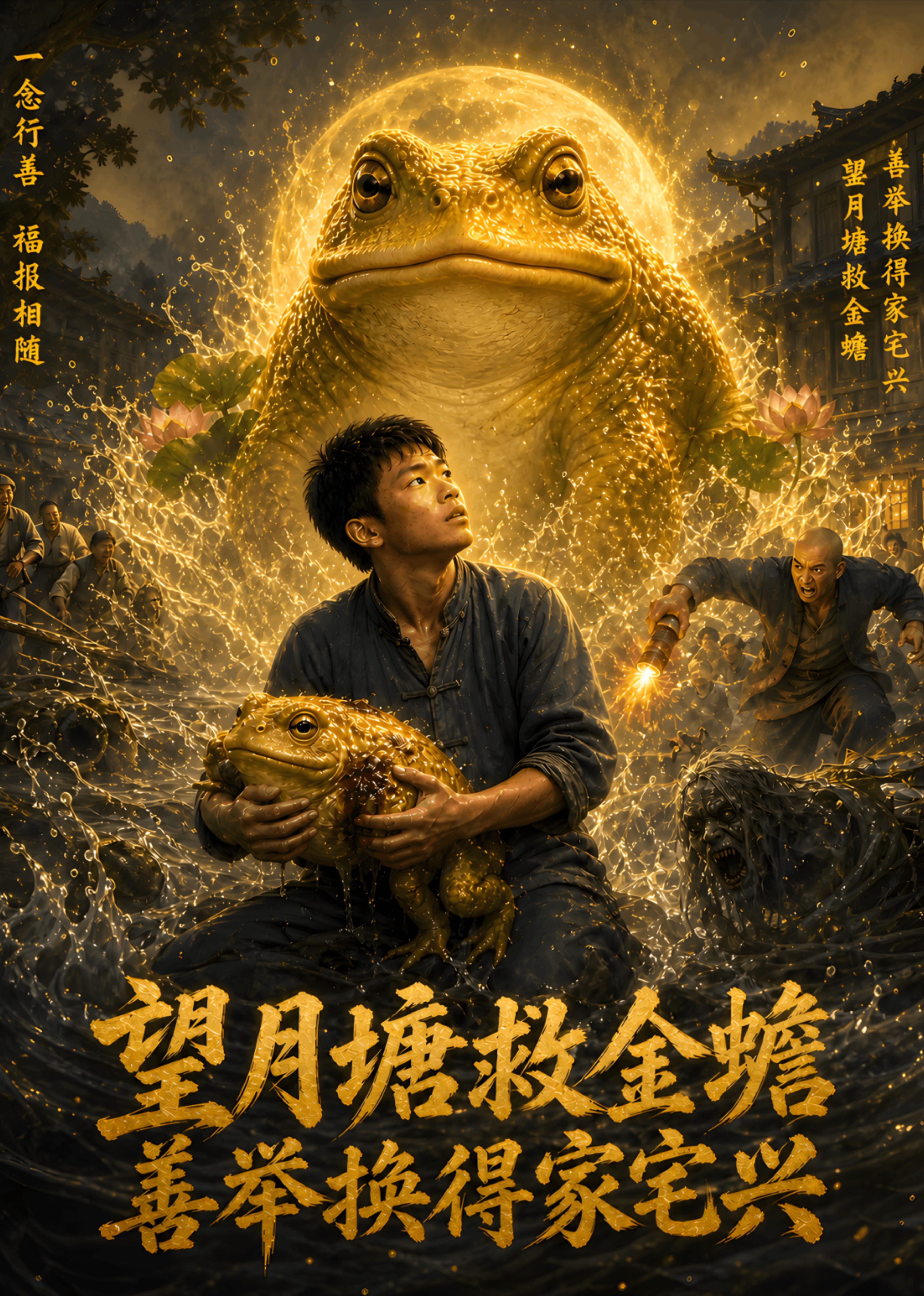 望月塘救金蟾，善举换得家宅兴封面图