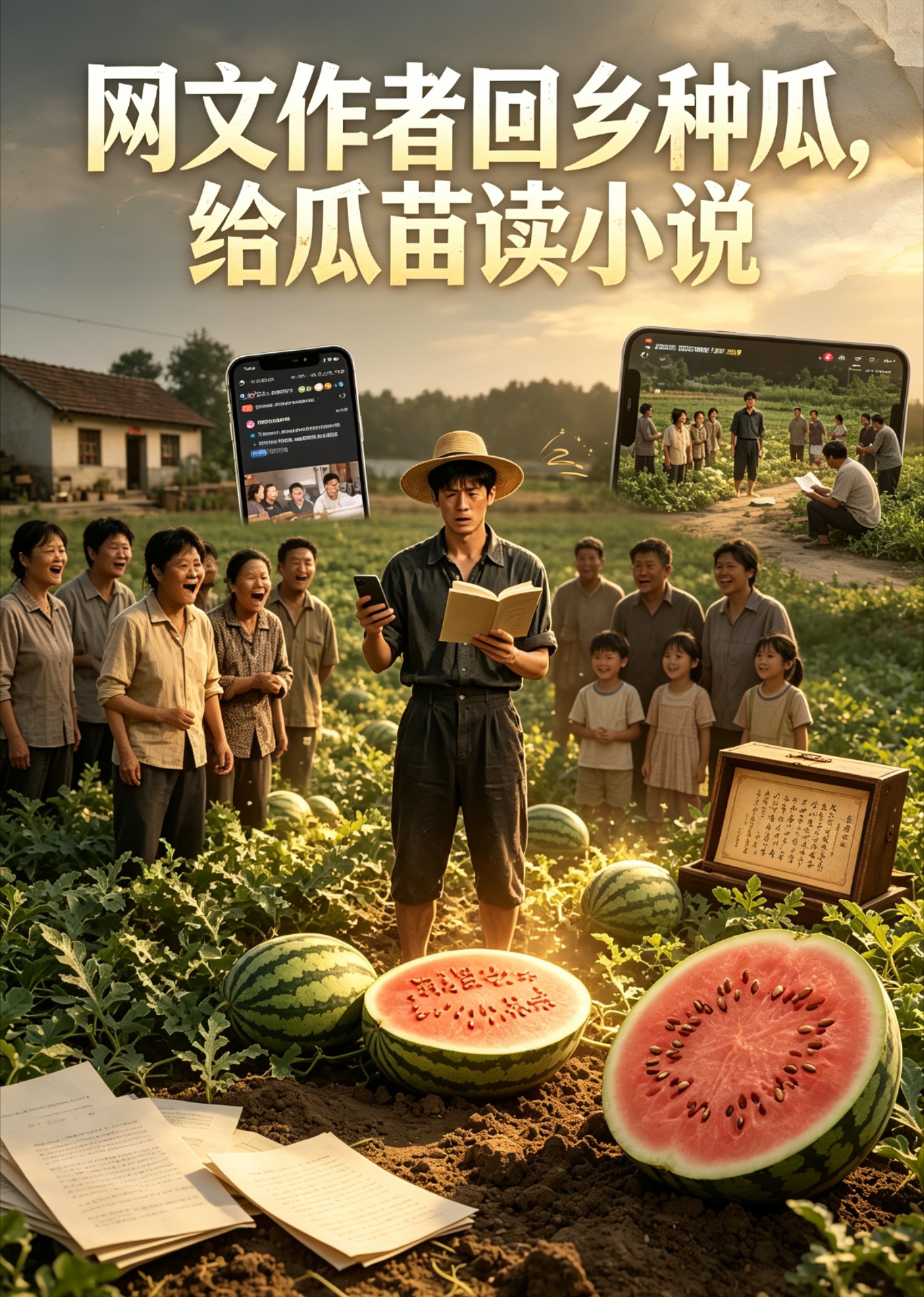 网文作者回乡种瓜，给瓜苗读小说封面图