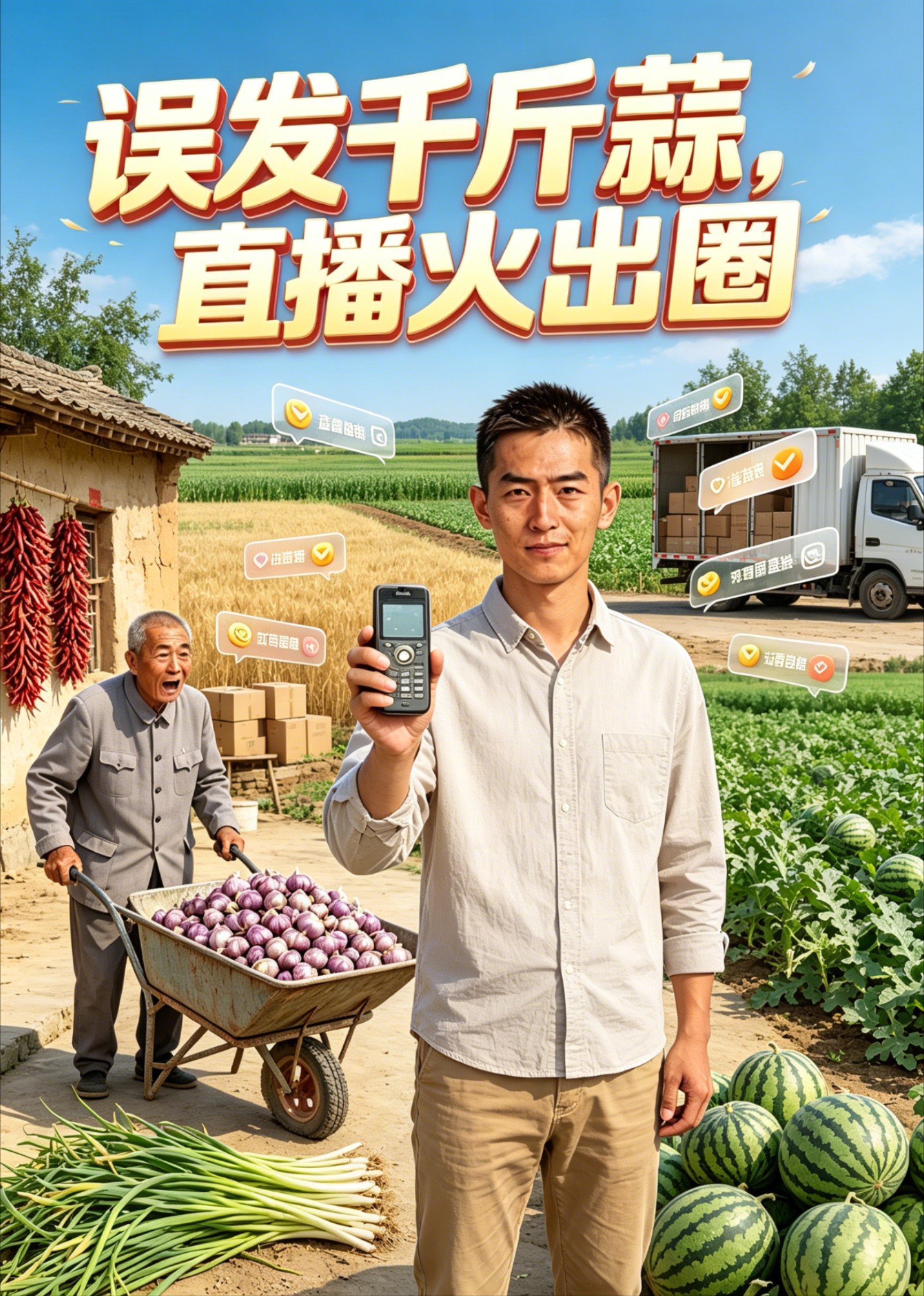 误发千斤蒜，直播火出圈