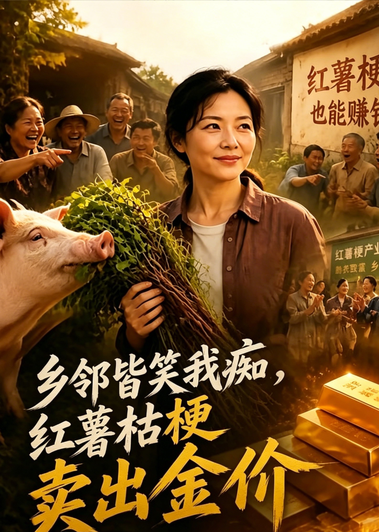 乡邻皆笑我痴，红薯枯梗卖出金价