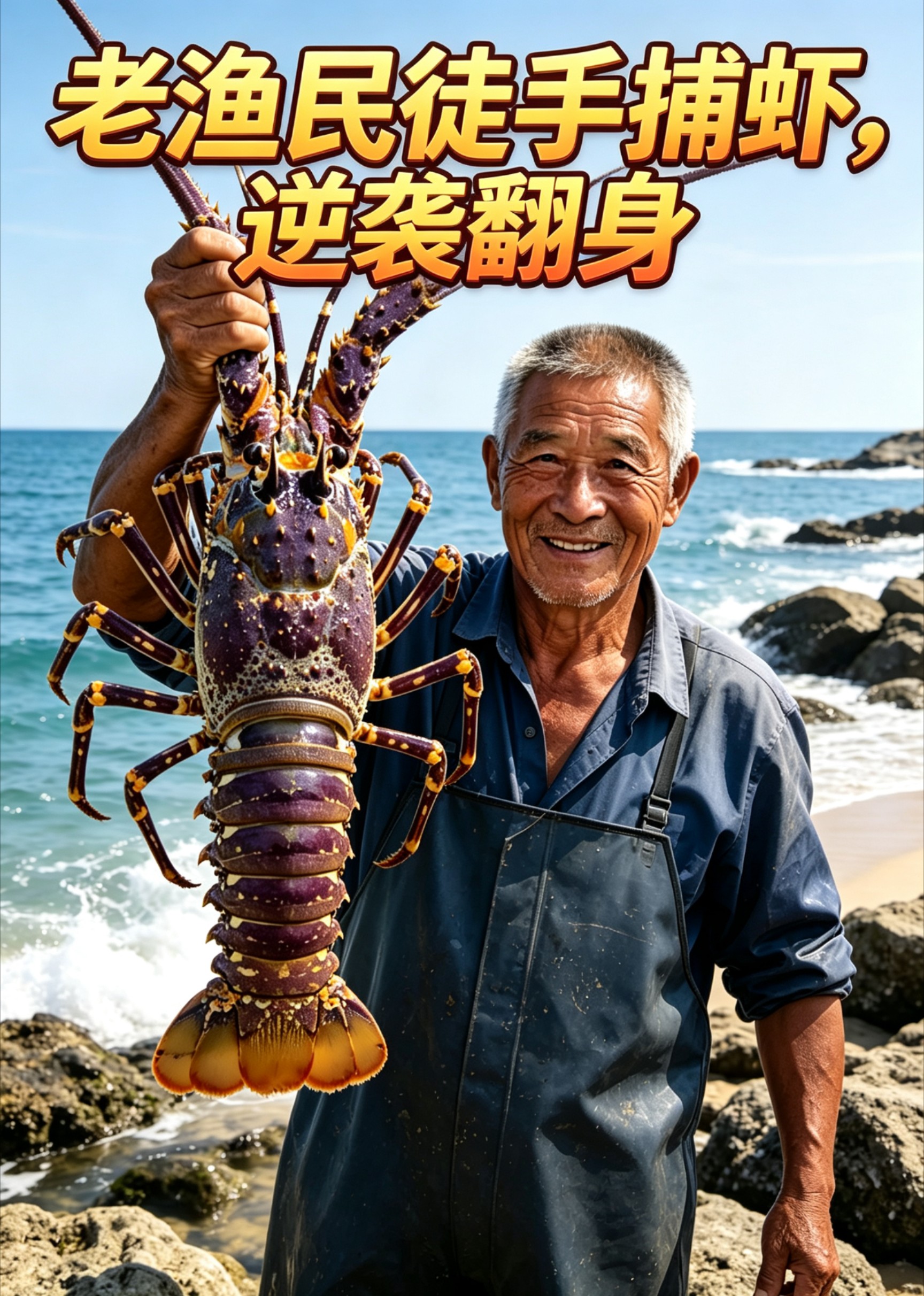 老渔民徒手捕虾，逆袭翻身