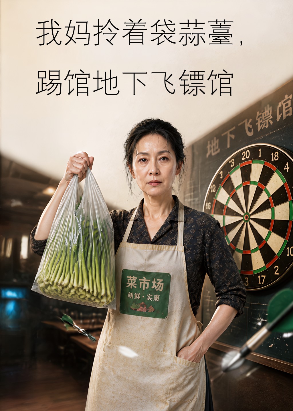 我妈拎着袋蒜薹，踢馆地下飞镖馆