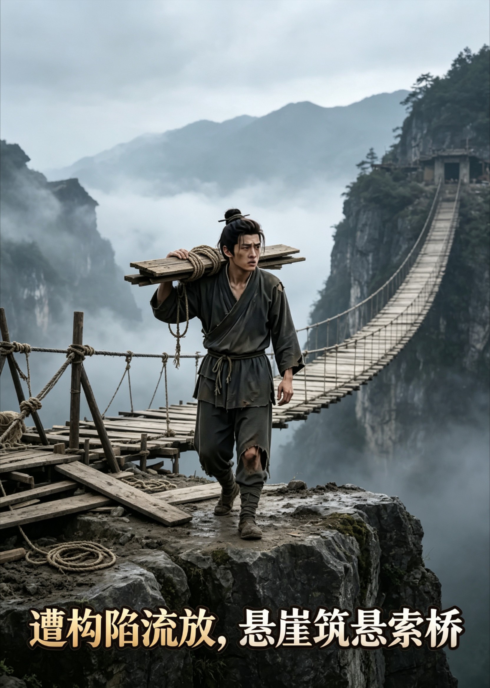 遭构陷流放，悬崖筑悬索桥