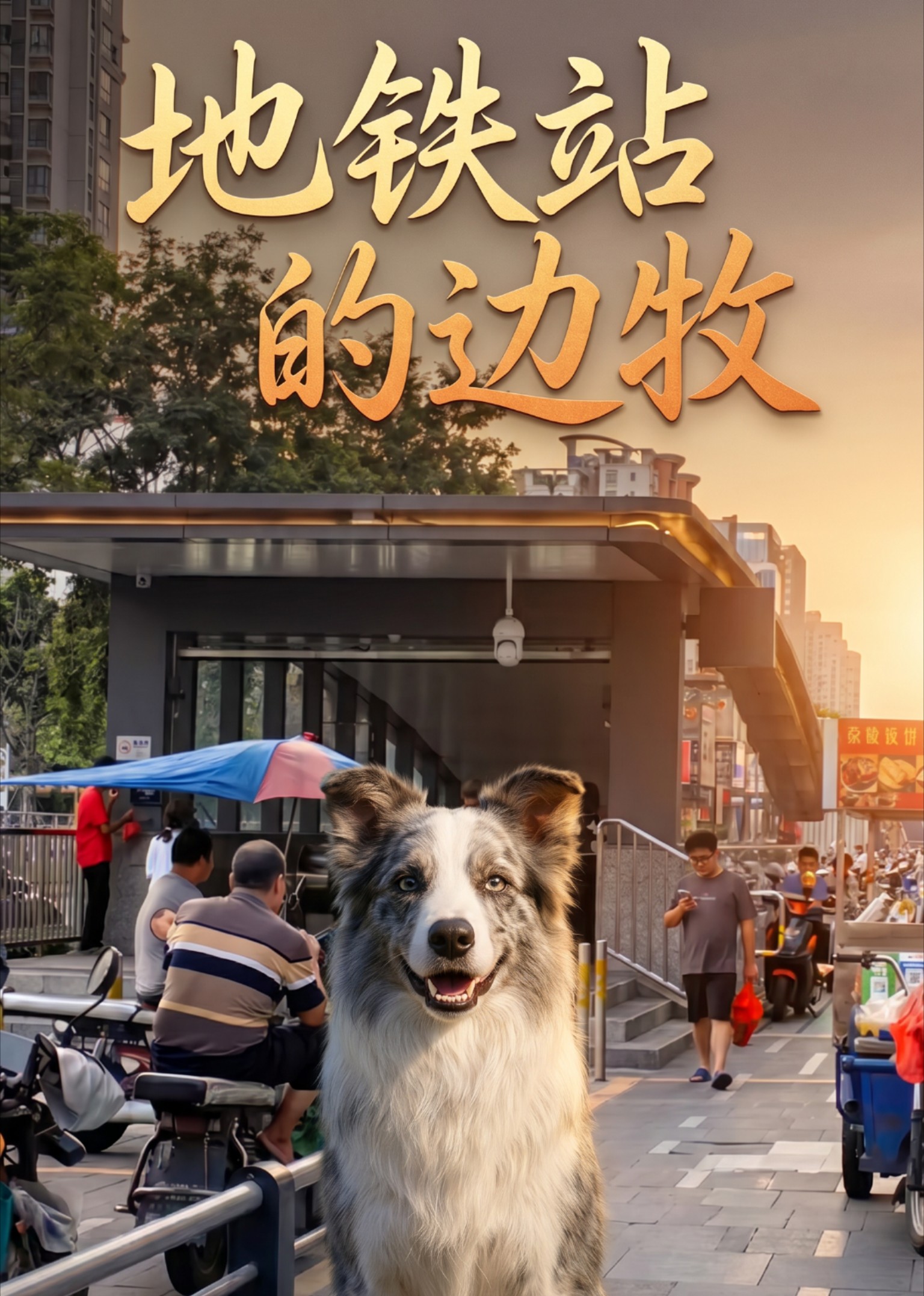 地铁站的边牧