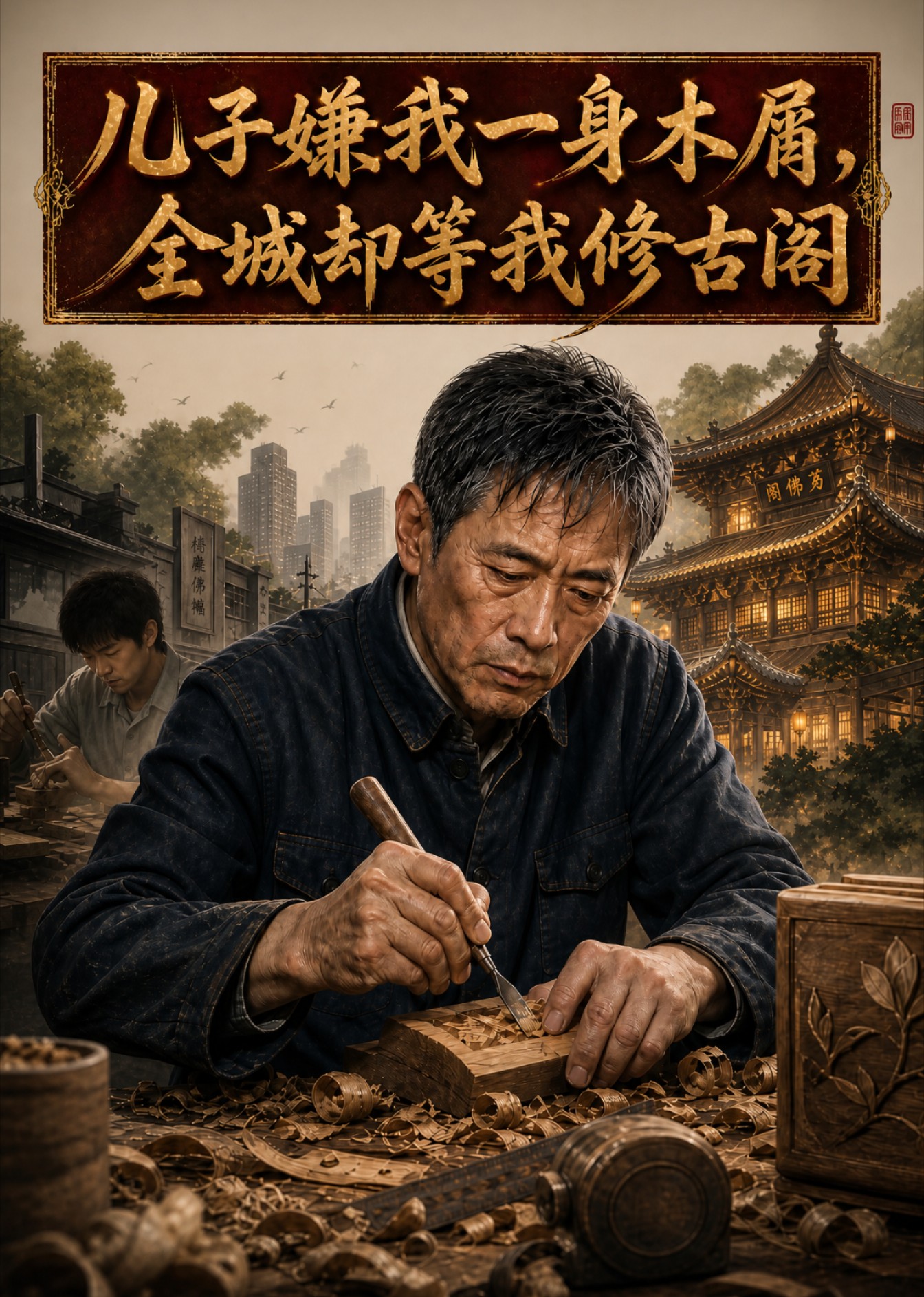 儿子嫌我一身木屑，全城却等我修古阁