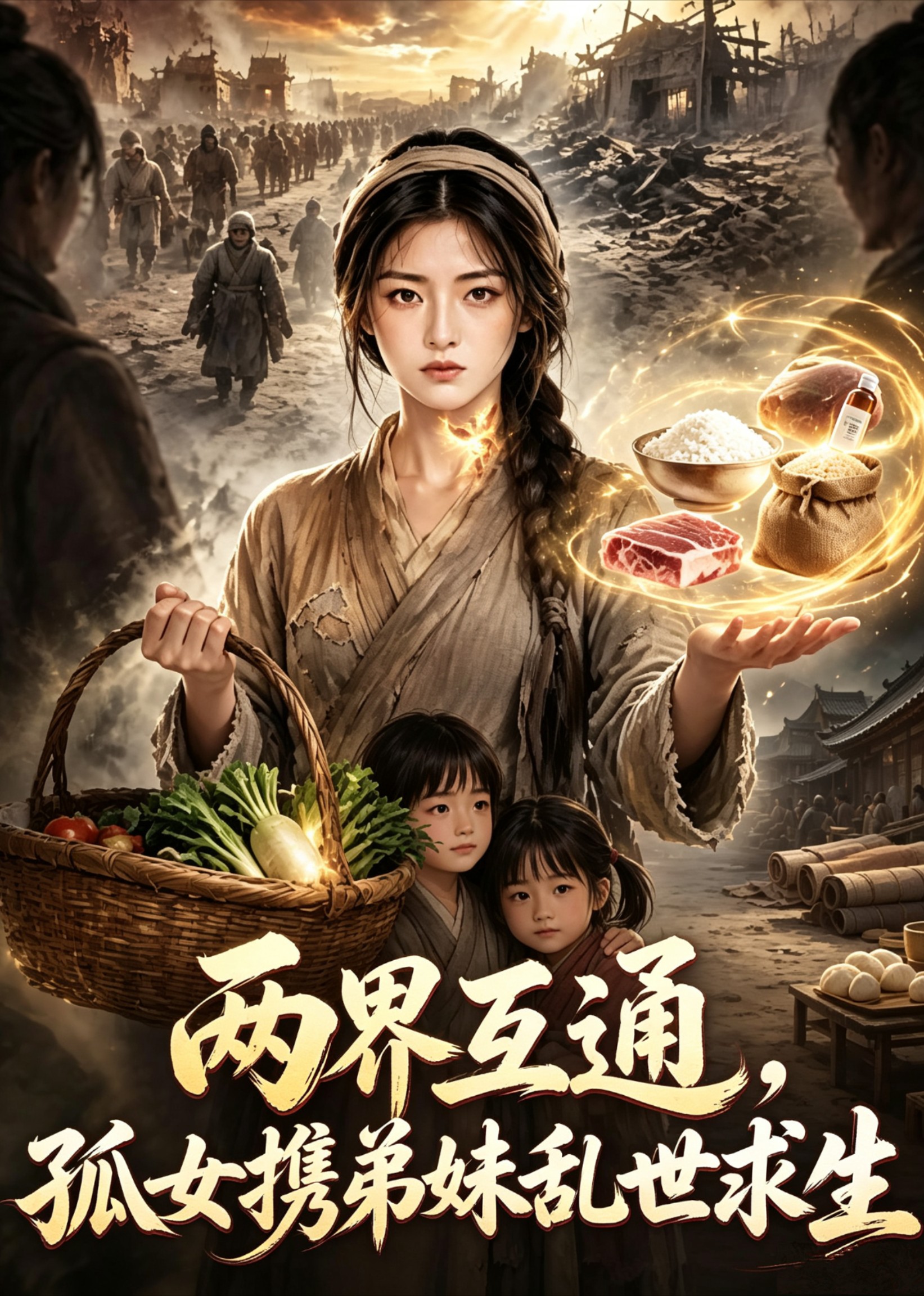 两界互通，孤女携弟妹乱世求生封面图