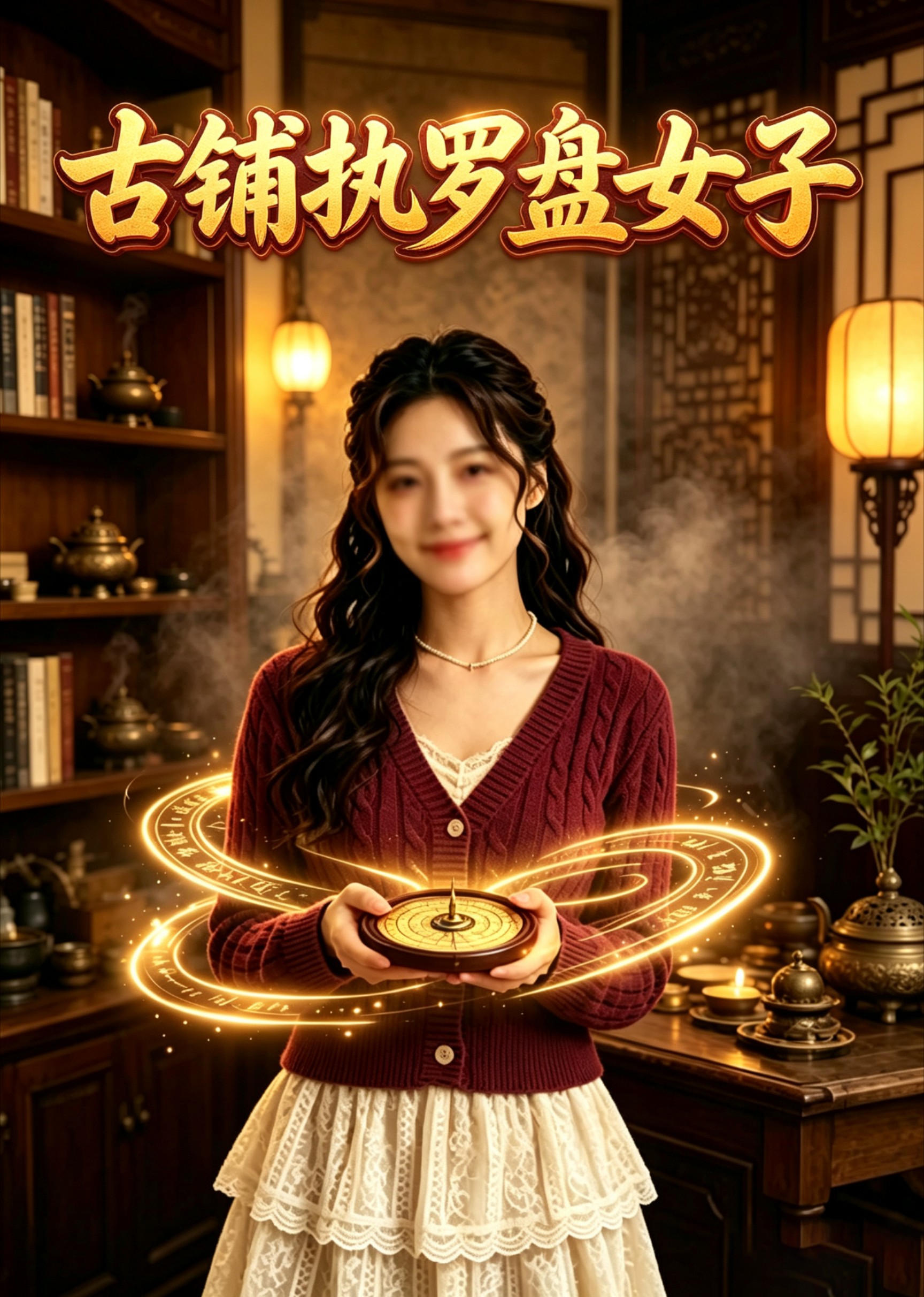 古铺执罗盘女子
