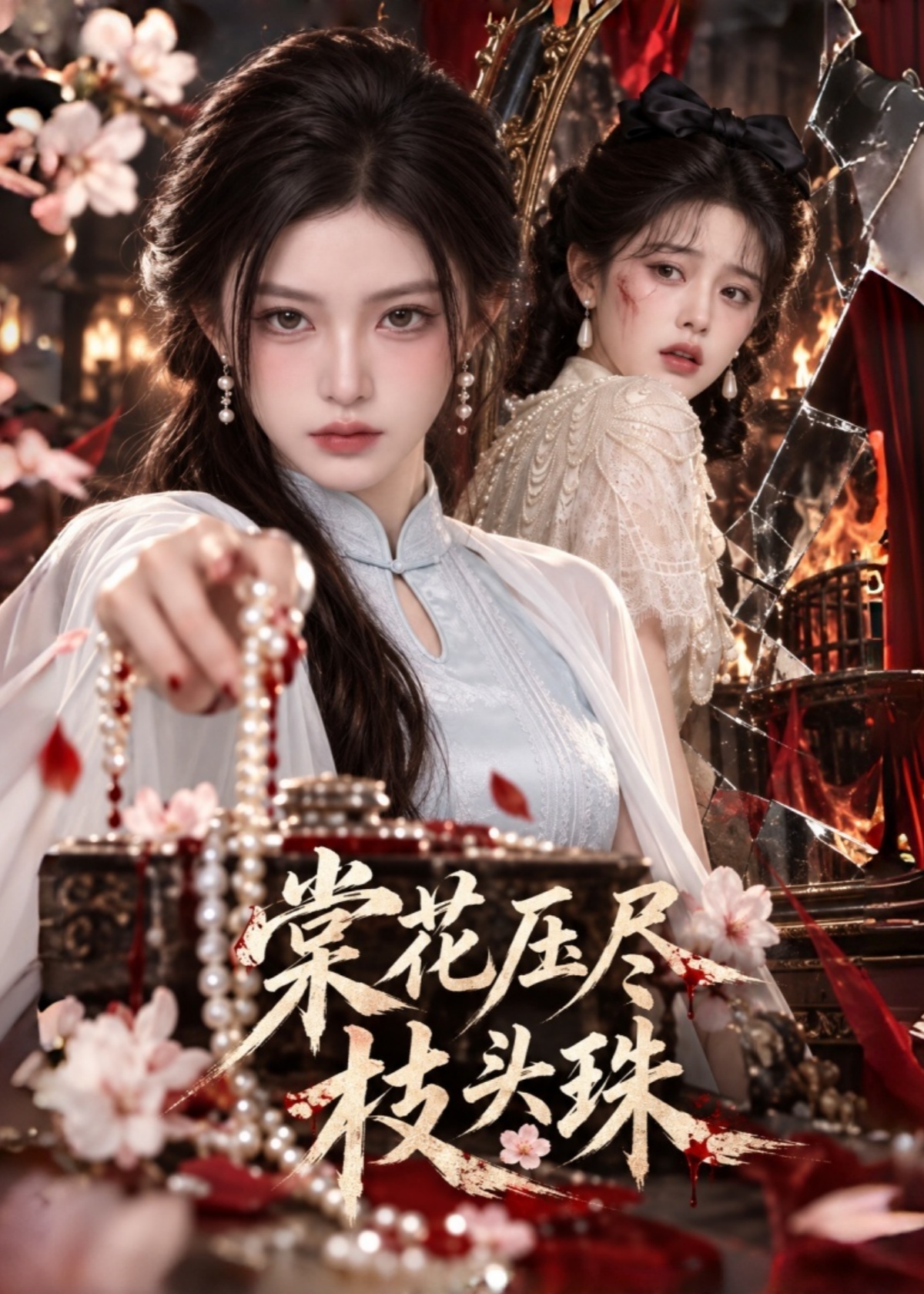 棠花压尽枝头珠