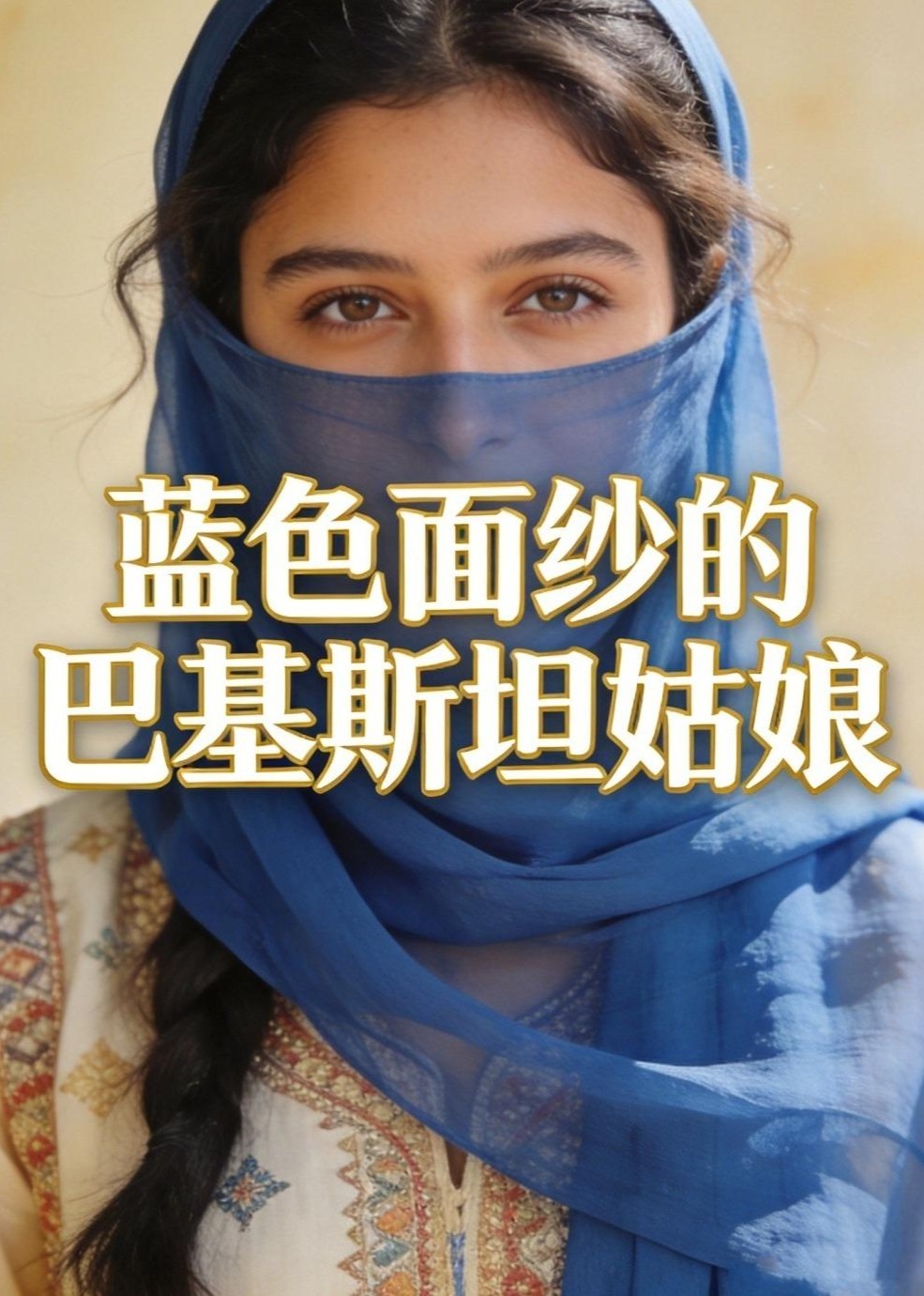 蓝色面纱的巴基斯坦姑娘