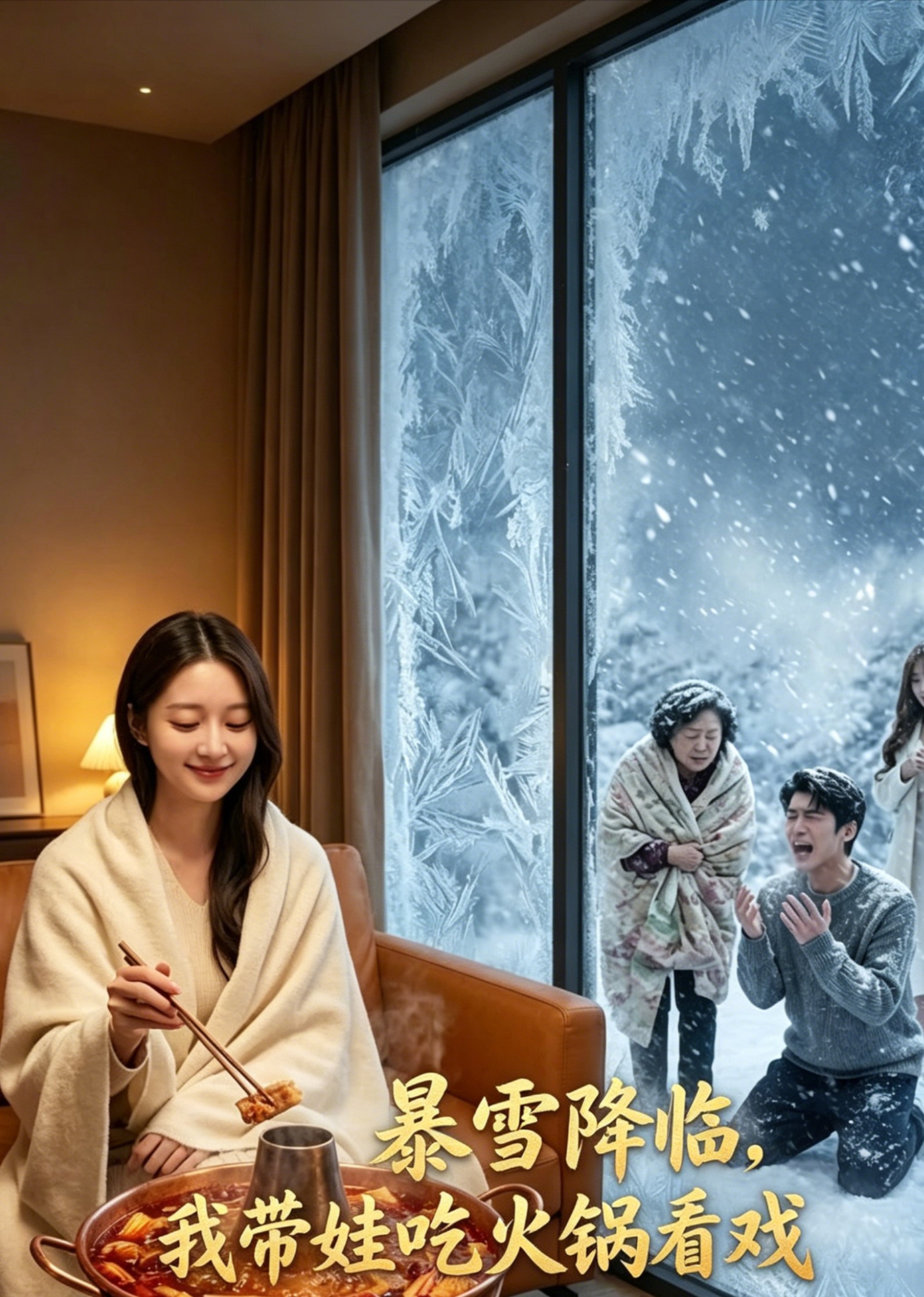 暴雪降临，我带娃吃火锅看戏