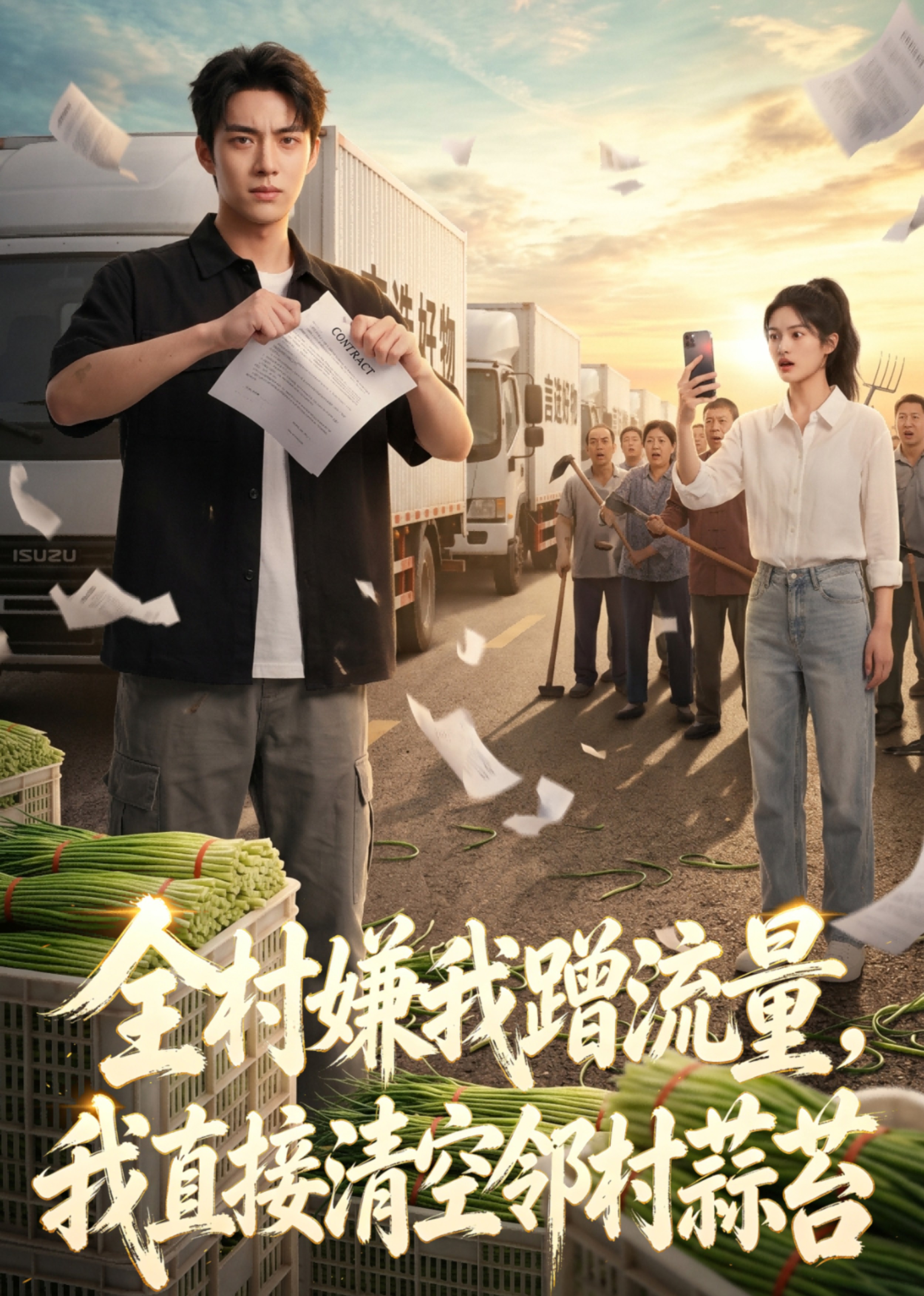 全村嫌我蹭流量，我直接清空邻村蒜苔