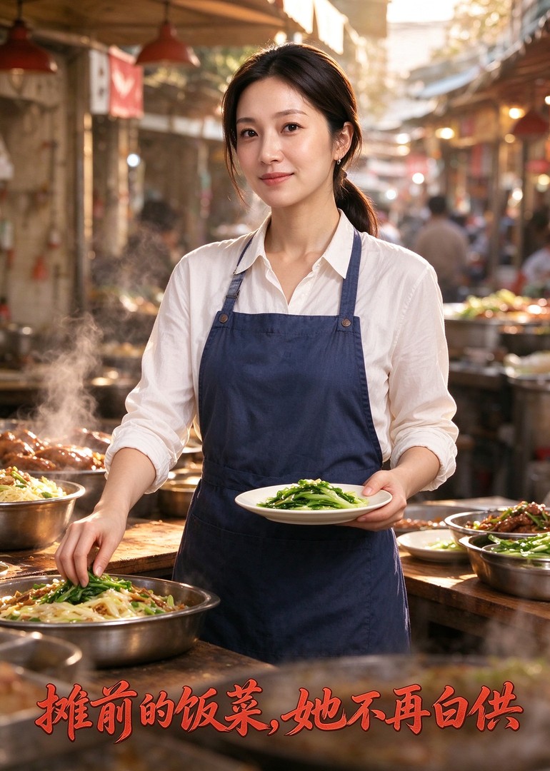 摊前的饭菜，她不再白供封面图