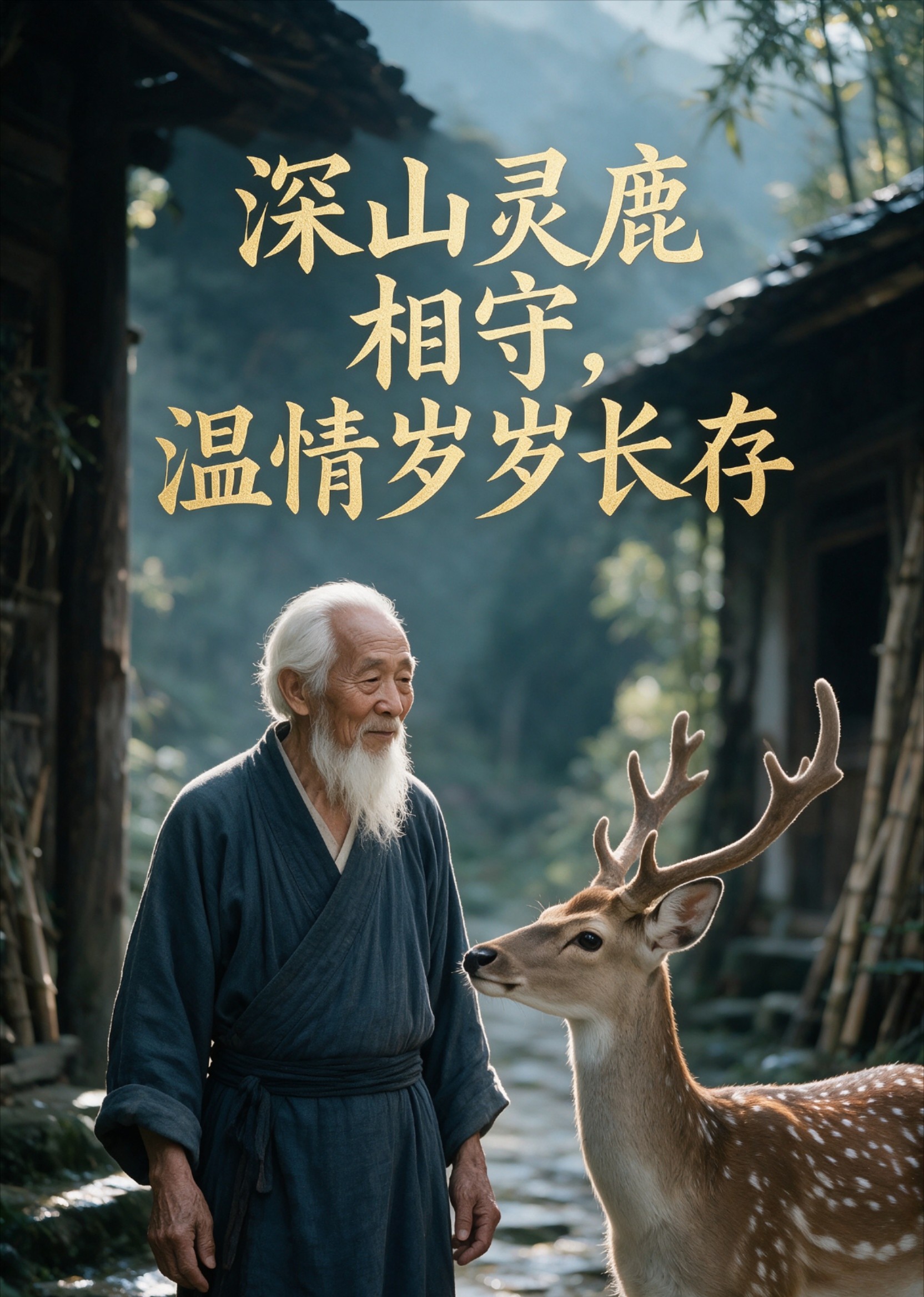 深山灵鹿相守，温情岁岁长存封面图