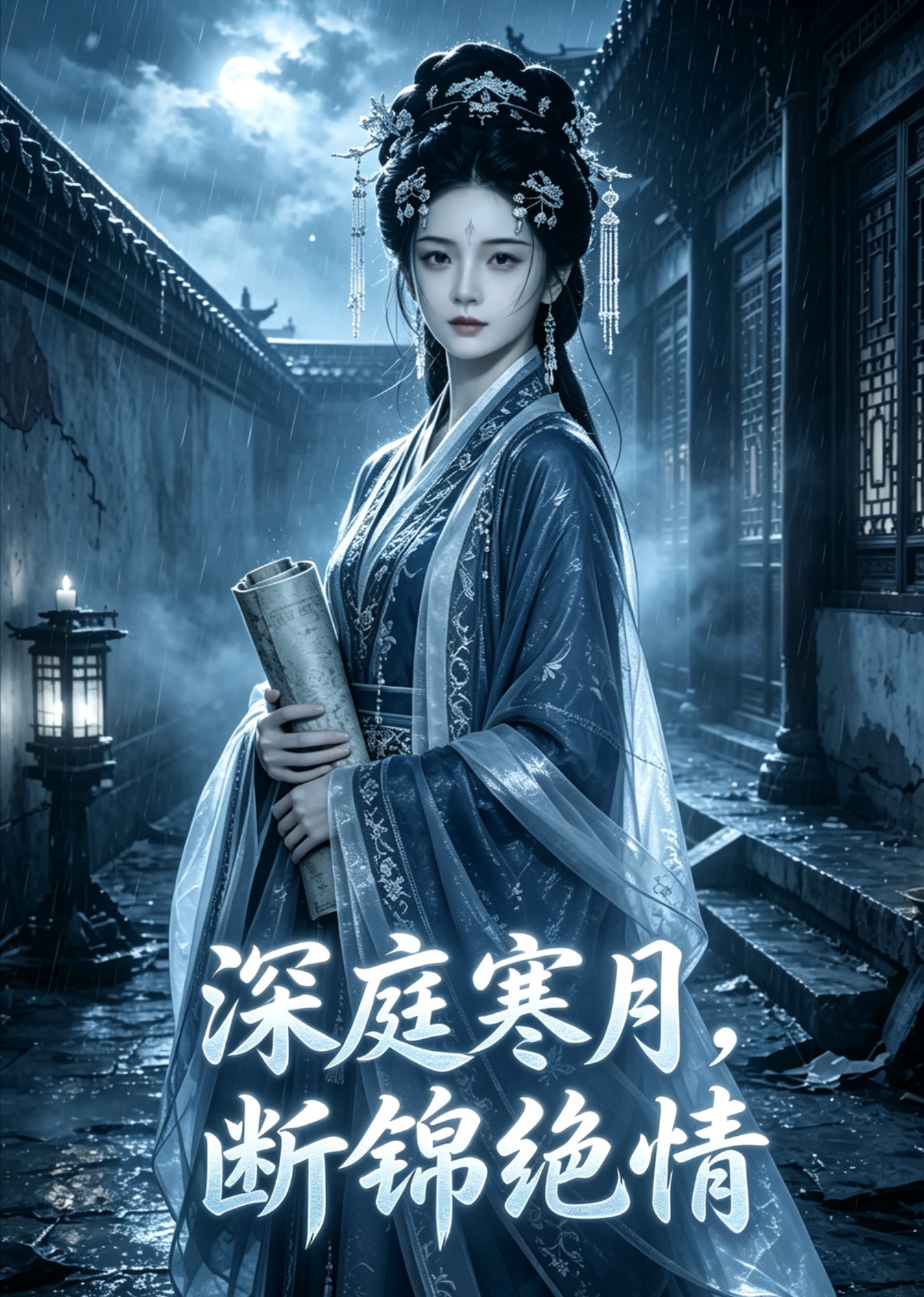 深庭寒月，断锦绝情