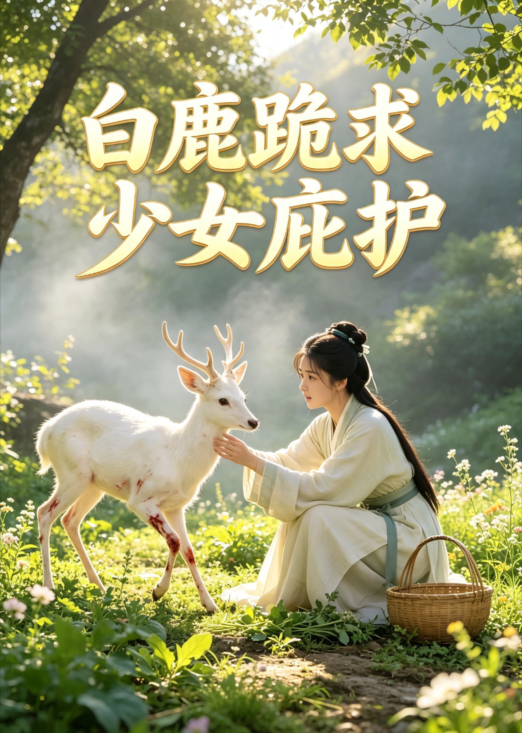 白鹿跪求少女庇护