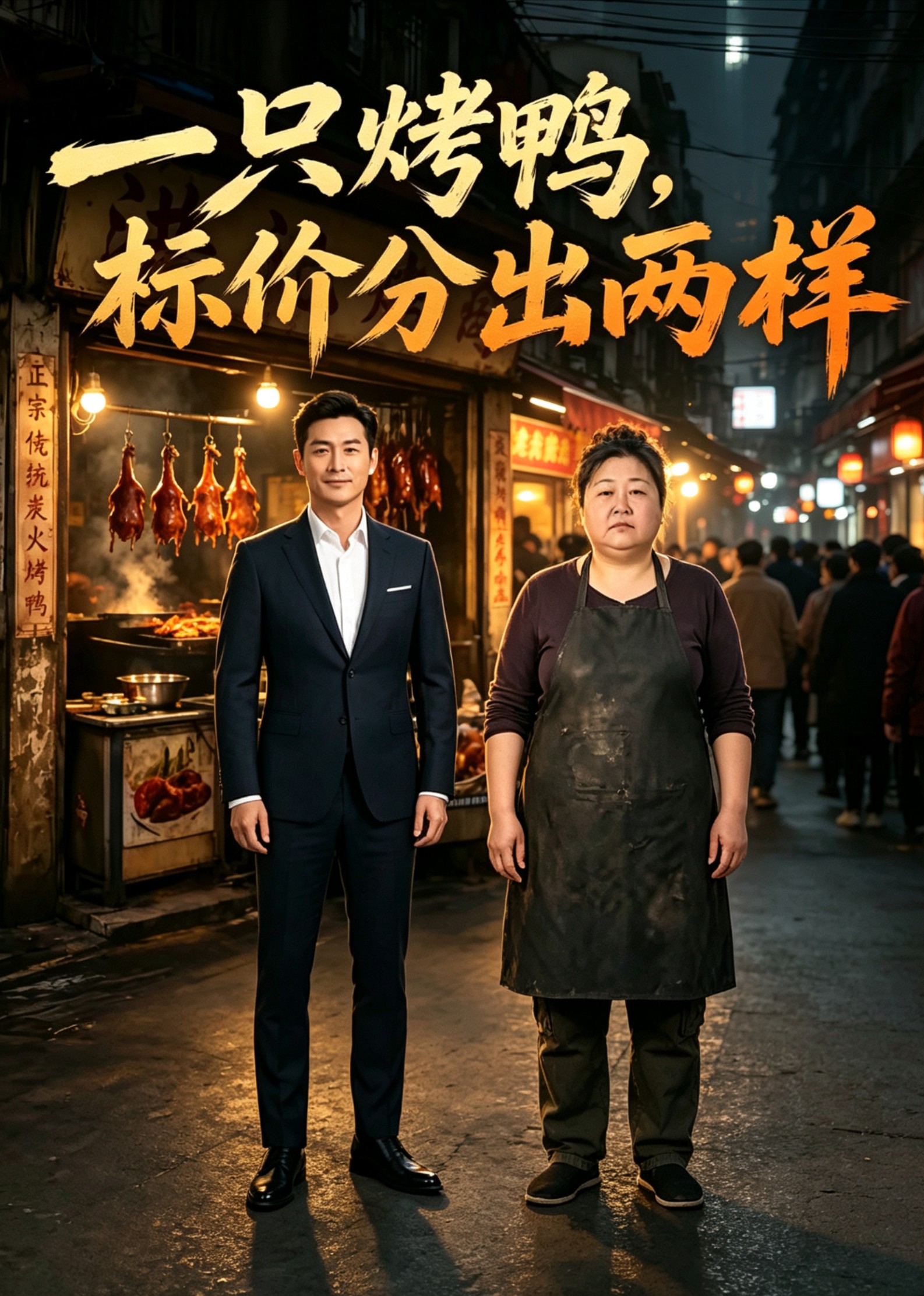 一只烤鸭，标价分出两样