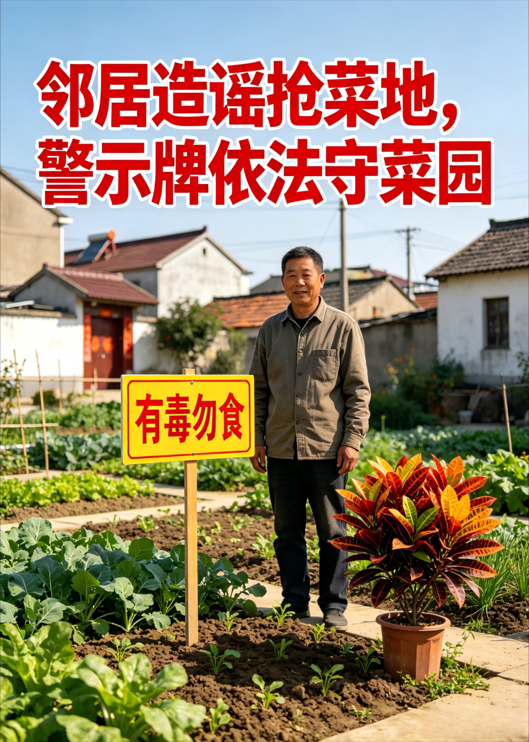 邻居造谣抢菜地，警示牌依法守菜园