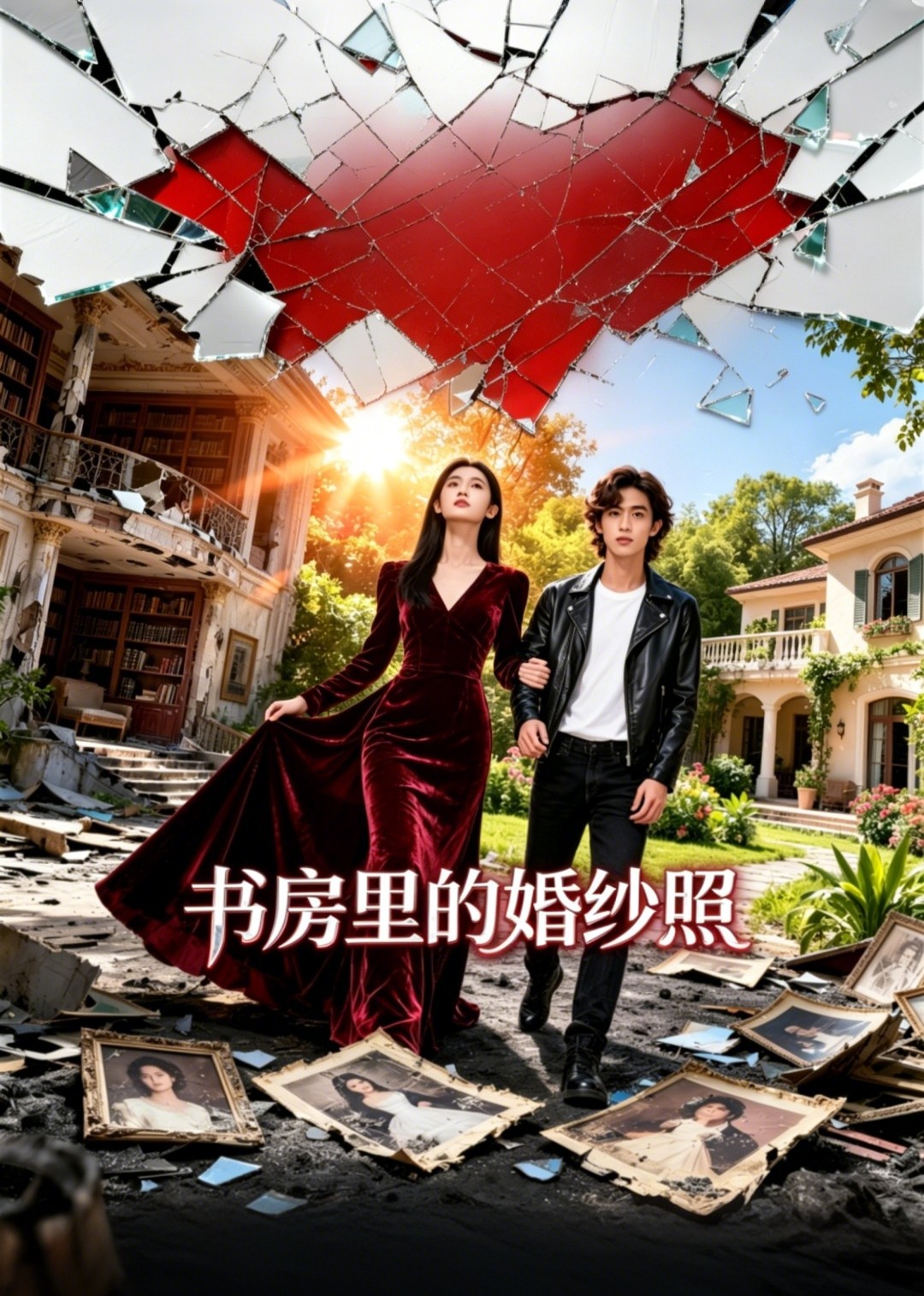 书房里的婚纱照