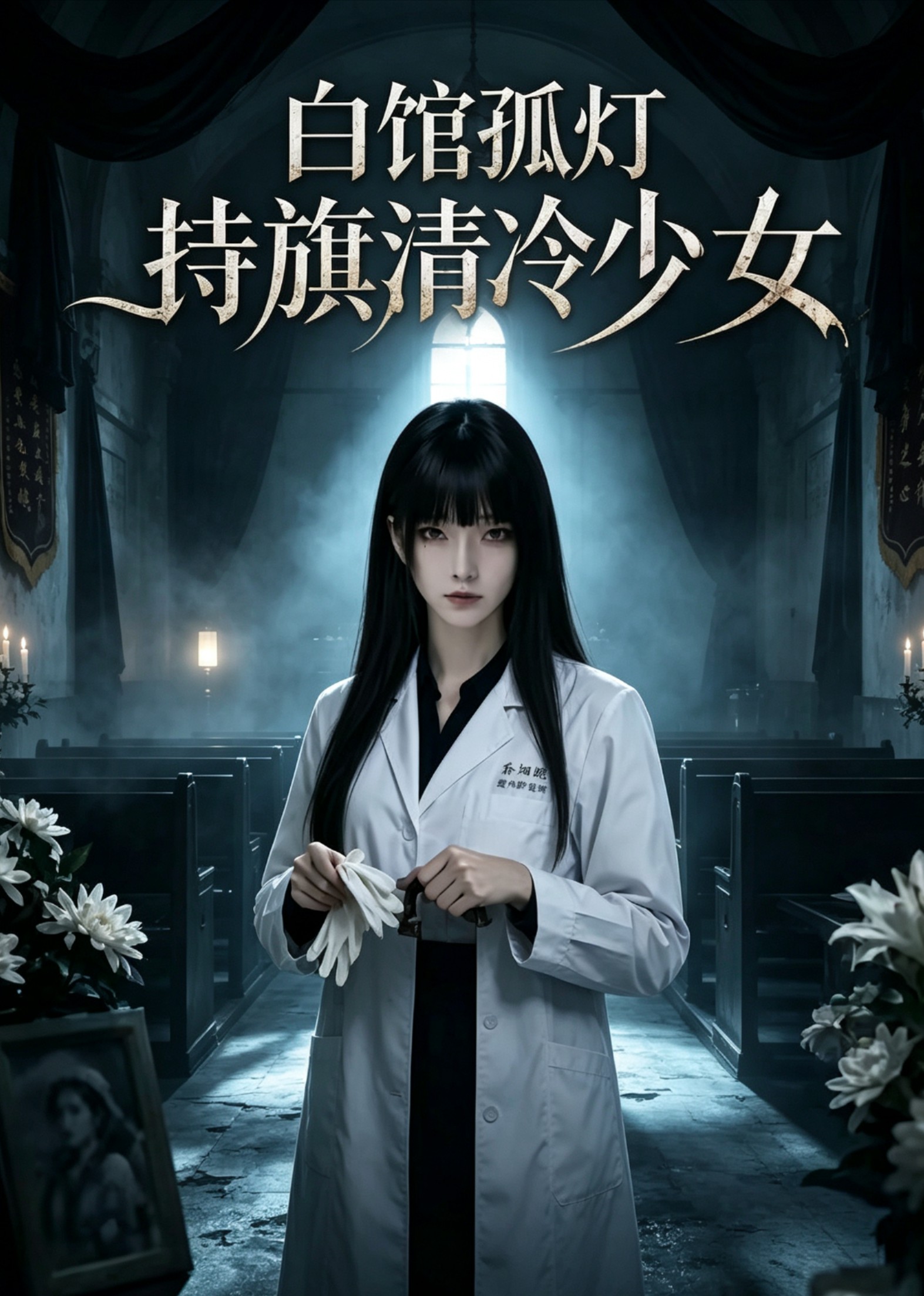 白馆孤灯，持旗清冷少女