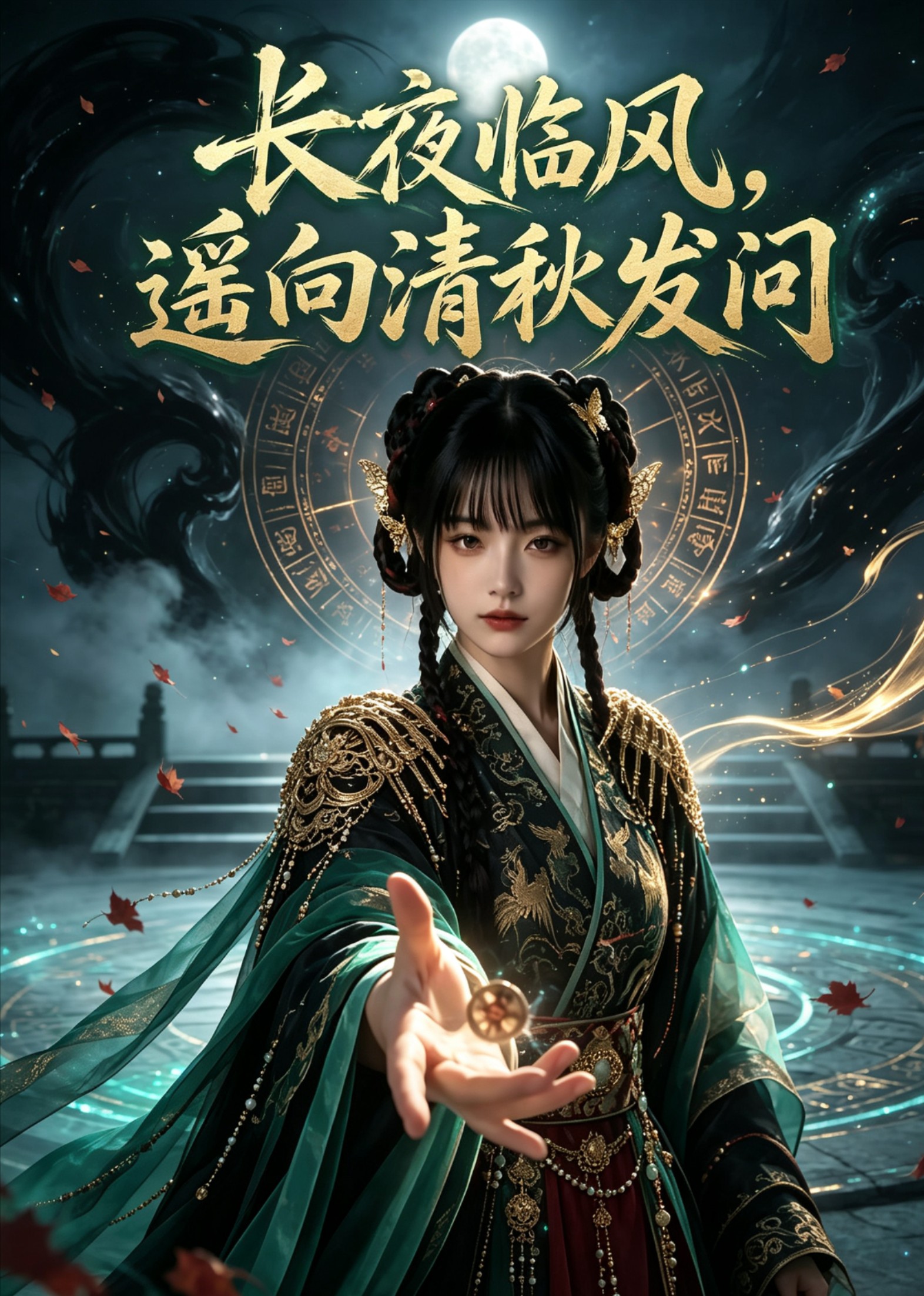 长夜临风，遥向清秋发问