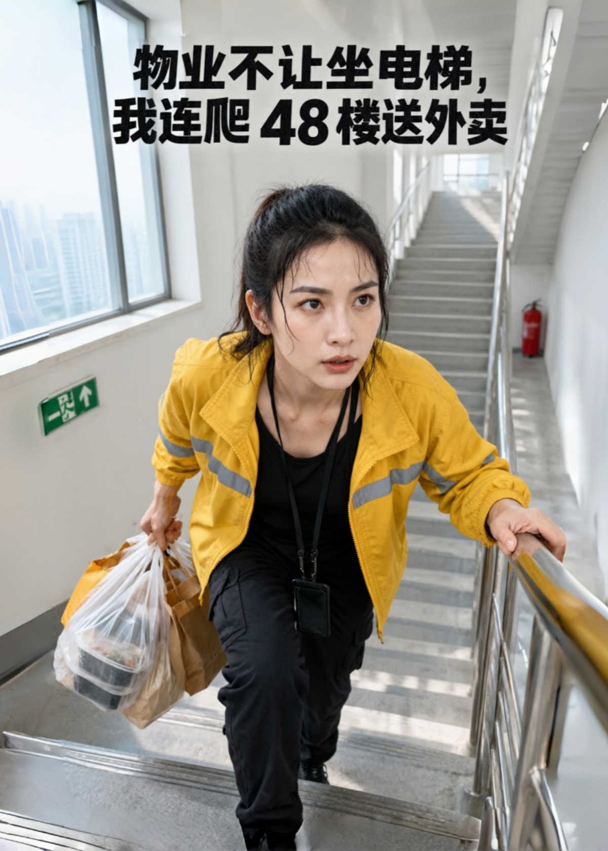 物业不让坐电梯，我连爬48楼送外卖封面图