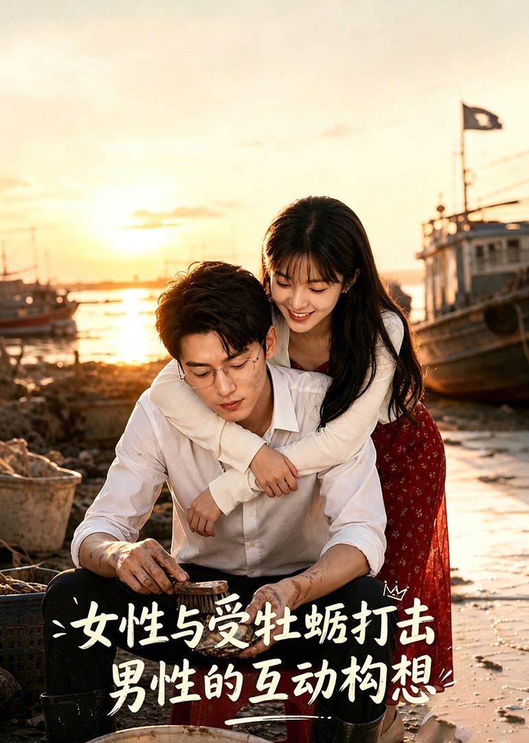 女性与受牡蛎打击男性的互动构想